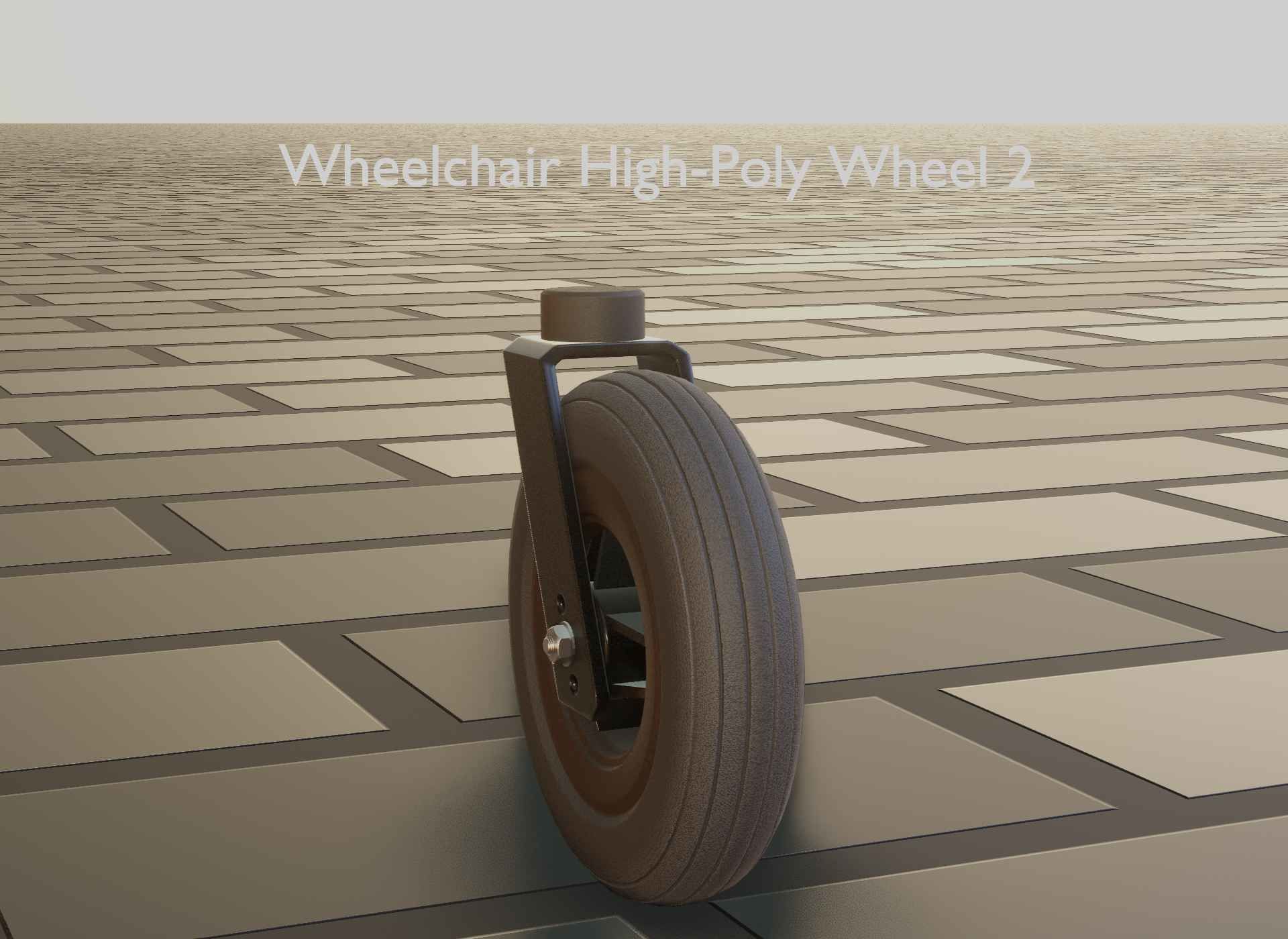 Wheelchair small front wheel 2 with procedural PBR material 3D model_95