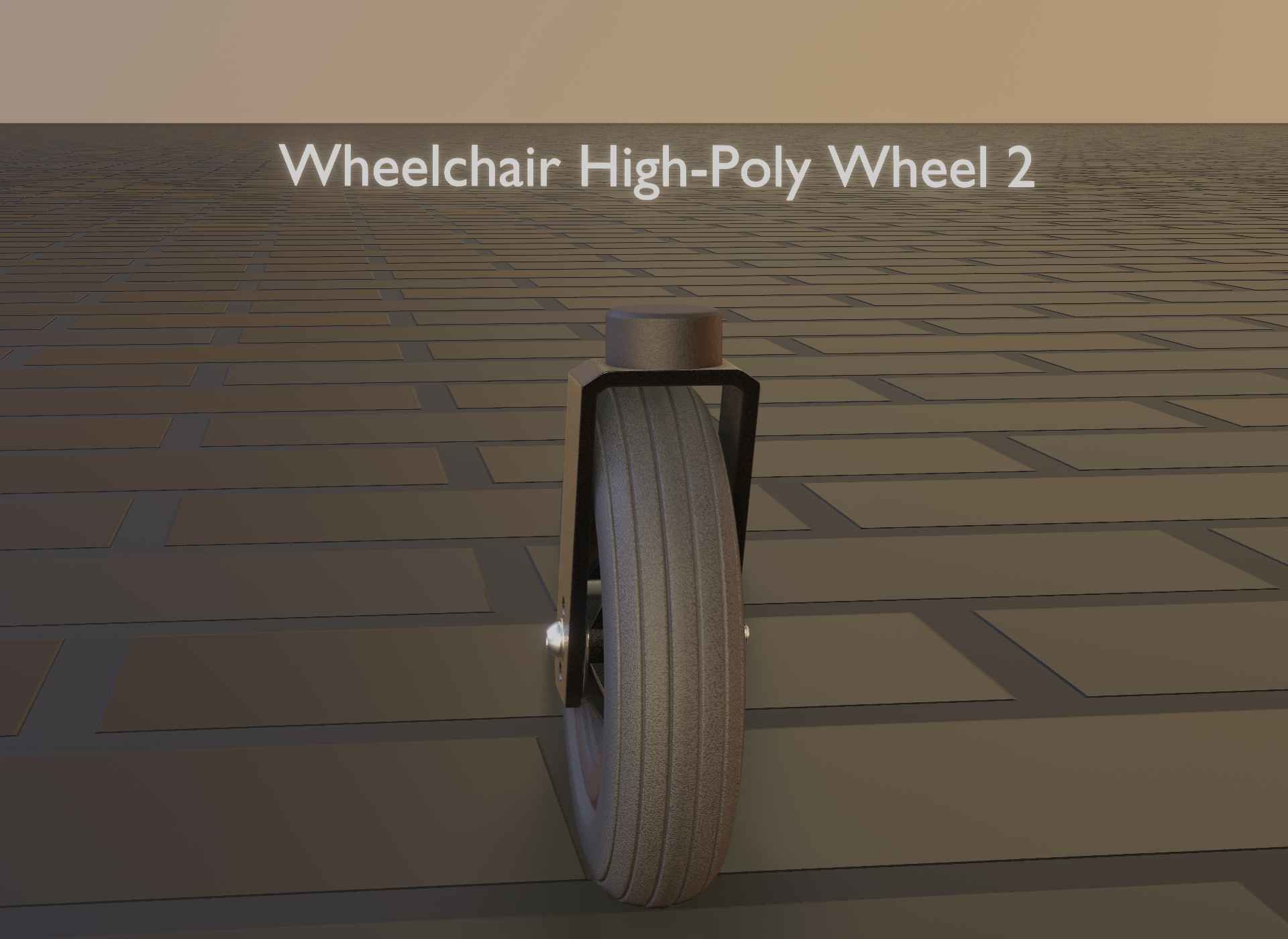 Wheelchair small front wheel 2 with procedural PBR material 3D model_17