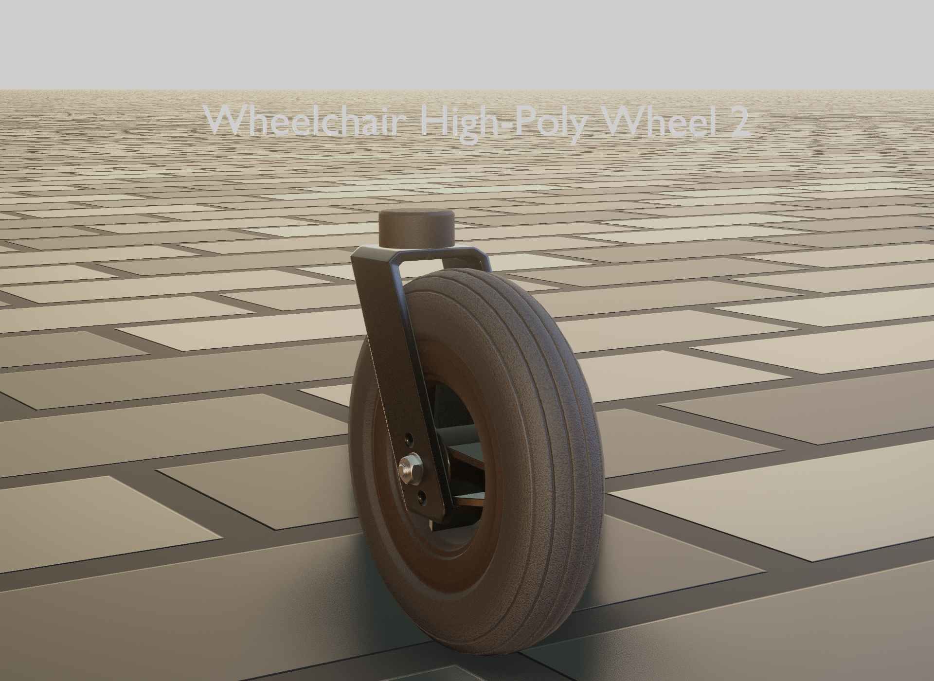 Wheelchair small front wheel 2 with procedural PBR material 3D model_84