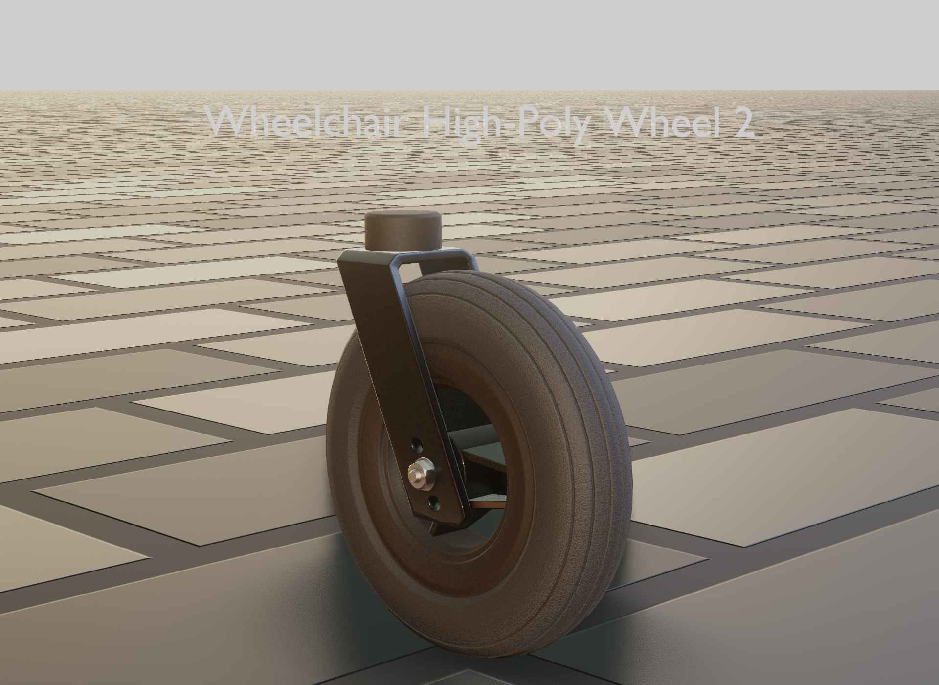 Wheelchair small front wheel 2 with procedural PBR material 3D model_79