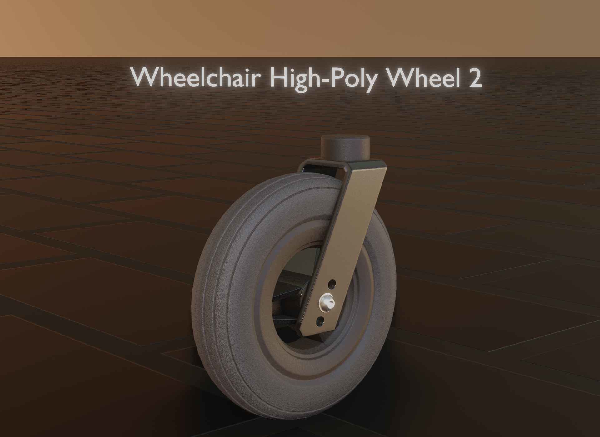 Wheelchair small front wheel 2 with procedural PBR material 3D model_113