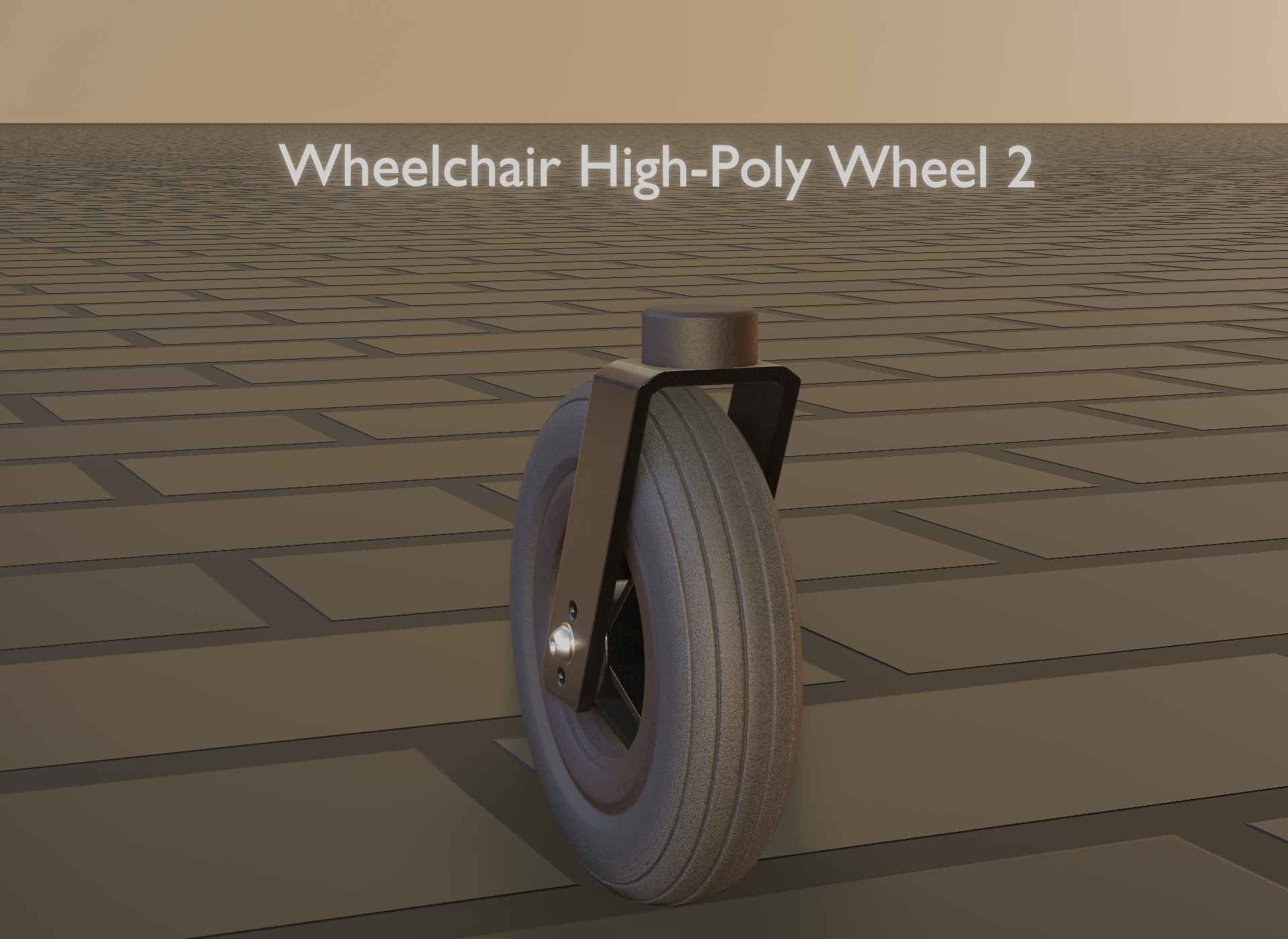 Wheelchair small front wheel 2 with procedural PBR material 3D model_85