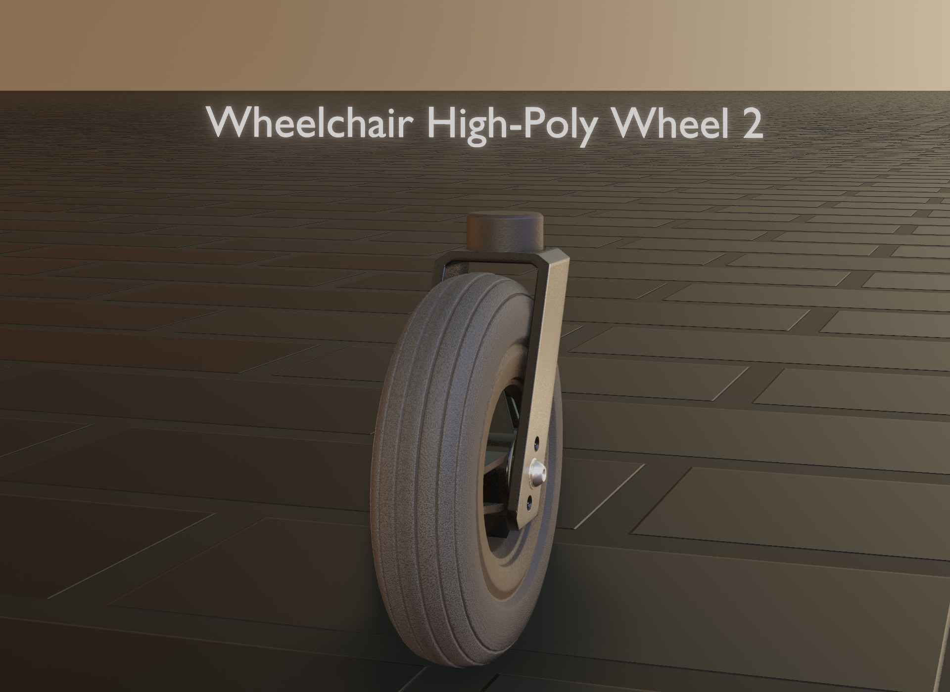 Wheelchair small front wheel 2 with procedural PBR material 3D model_96