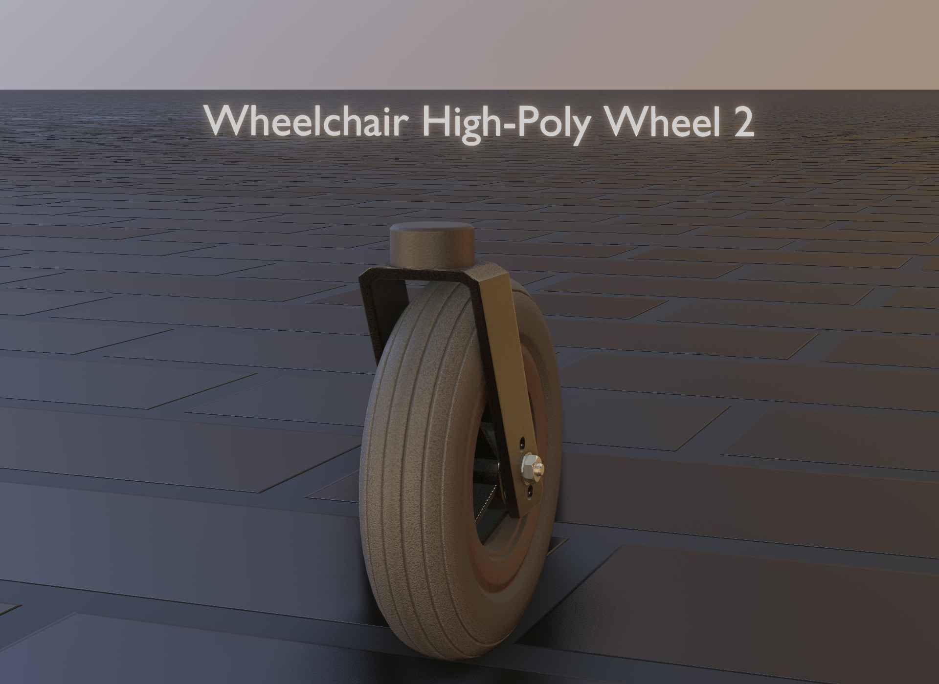 Wheelchair small front wheel 2 with procedural PBR material 3D model_30