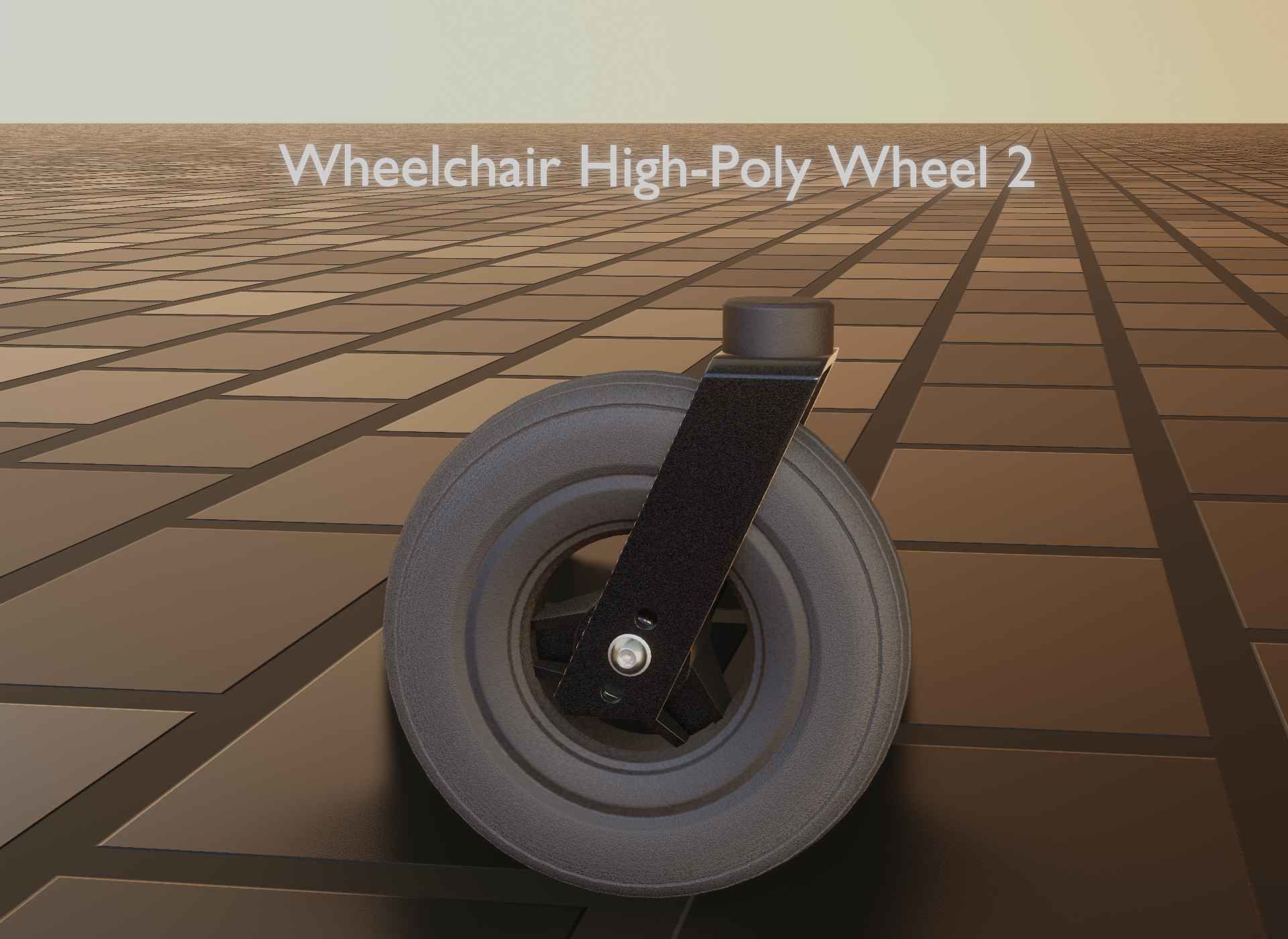 Wheelchair small front wheel 2 with procedural PBR material 3D model_65