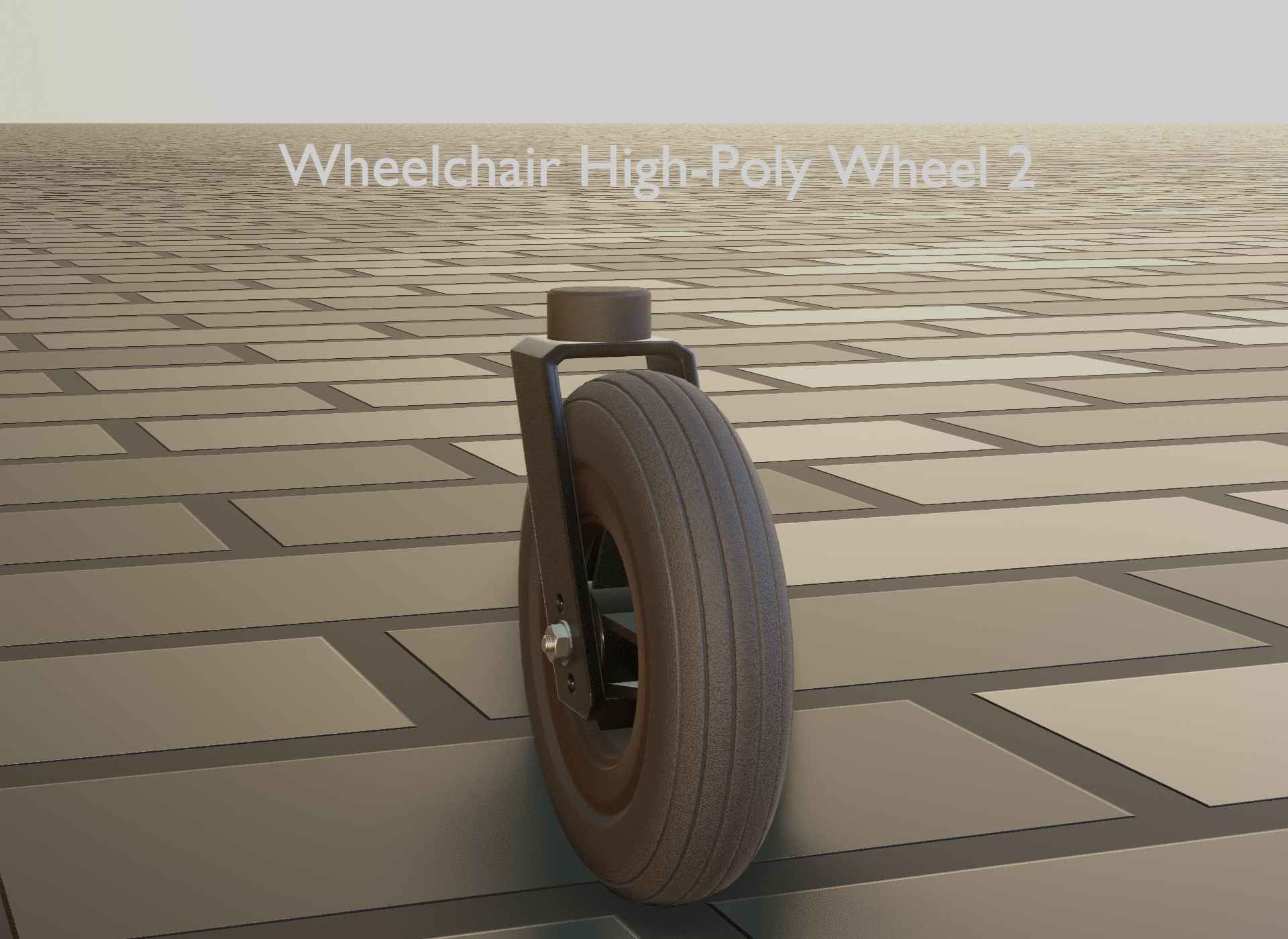 Wheelchair small front wheel 2 with procedural PBR material 3D model_100