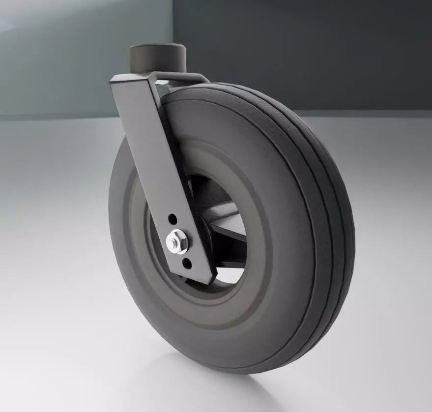 Wheelchair small front wheel 2 with procedural PBR material 3D model_0