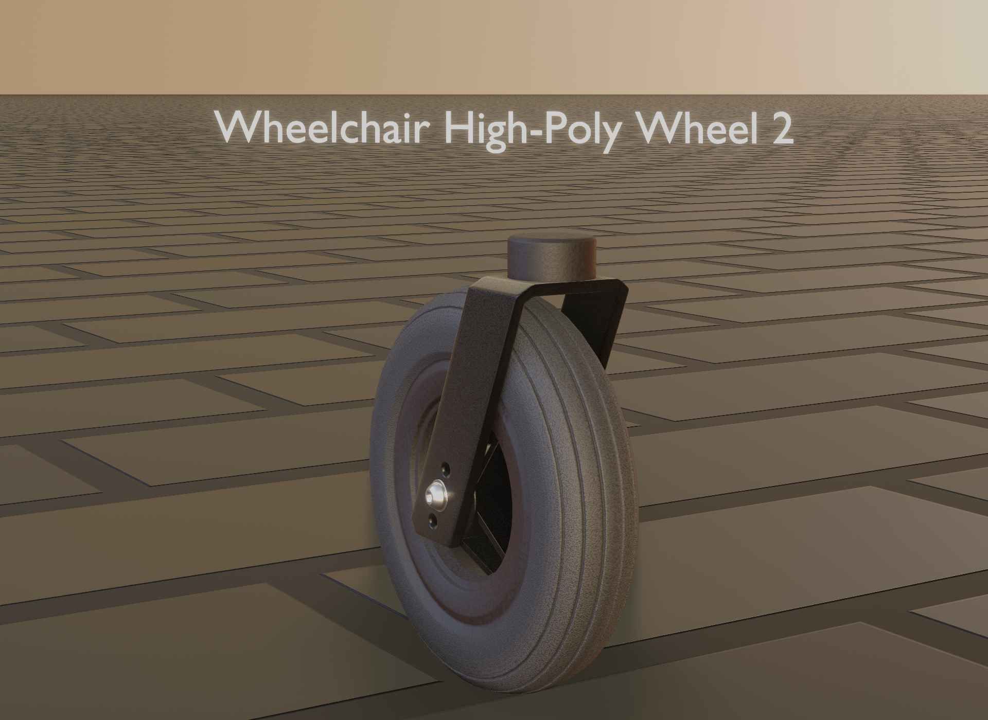 Wheelchair small front wheel 2 with procedural PBR material 3D model_80