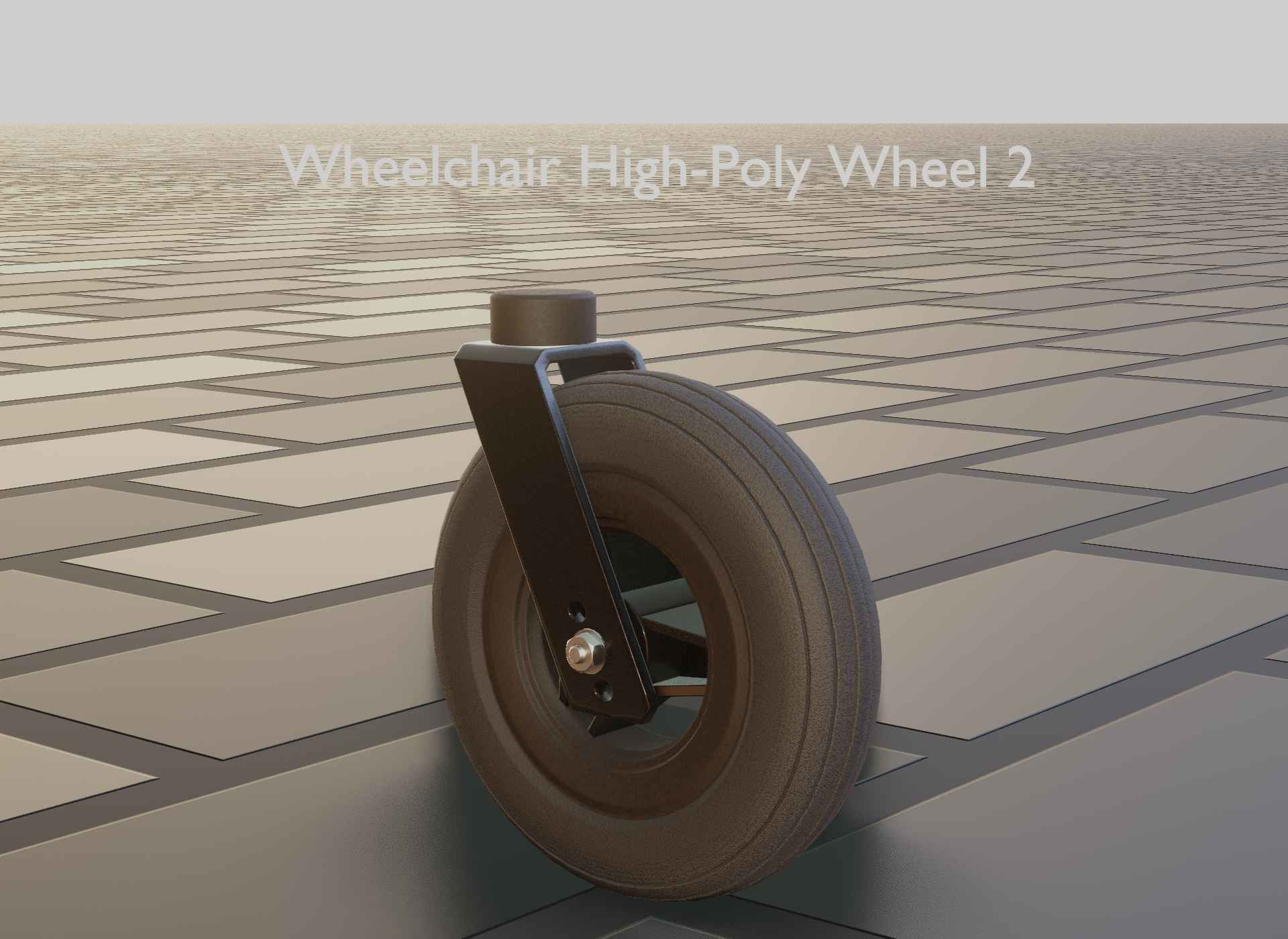 Wheelchair small front wheel 2 with procedural PBR material 3D model_54