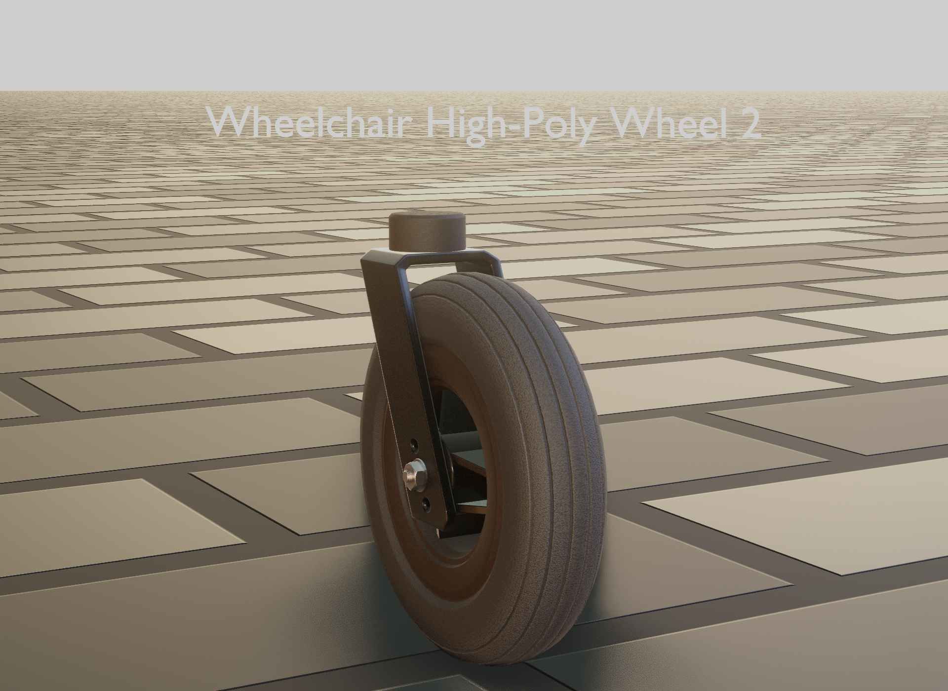 Wheelchair small front wheel 2 with procedural PBR material 3D model_63