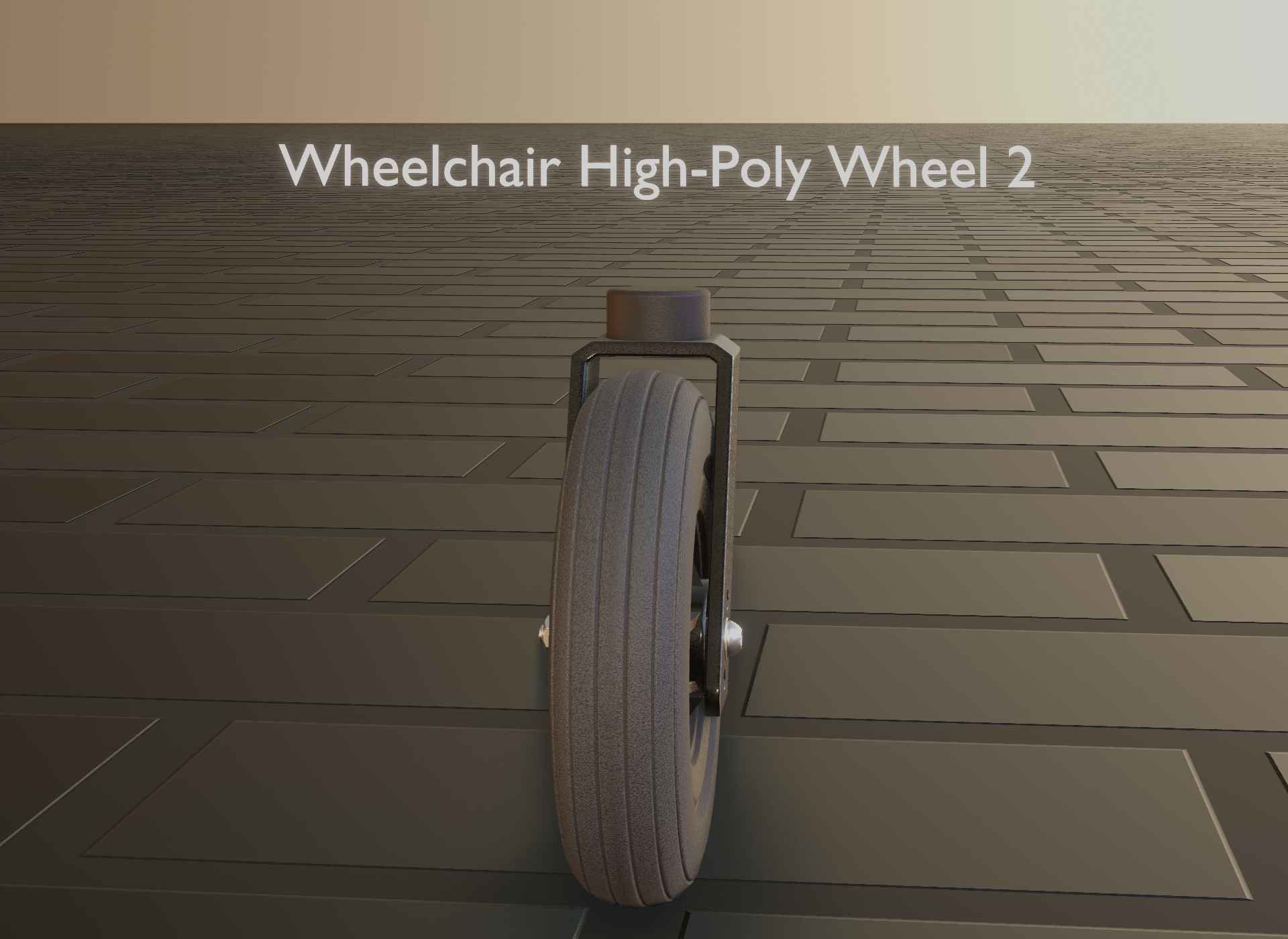 Wheelchair small front wheel 2 with procedural PBR material 3D model_92