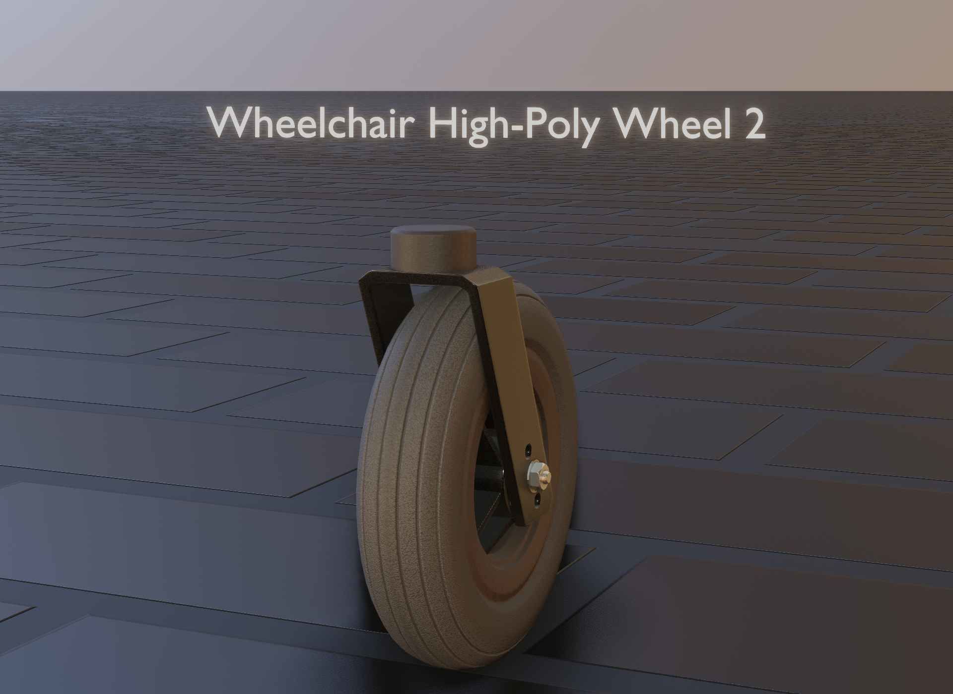 Wheelchair small front wheel 2 with procedural PBR material 3D model_22