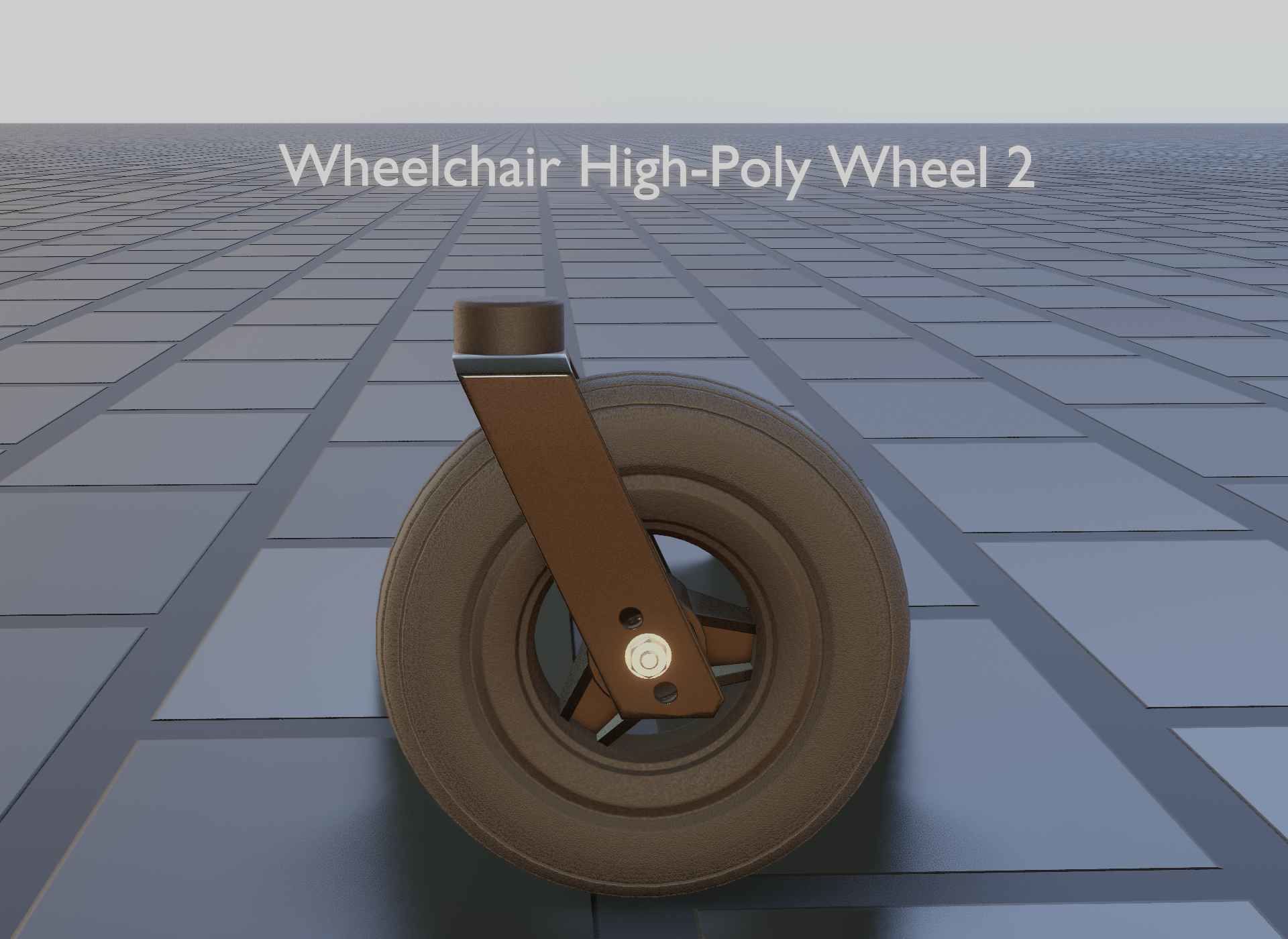 Wheelchair small front wheel 2 with procedural PBR material 3D model_13