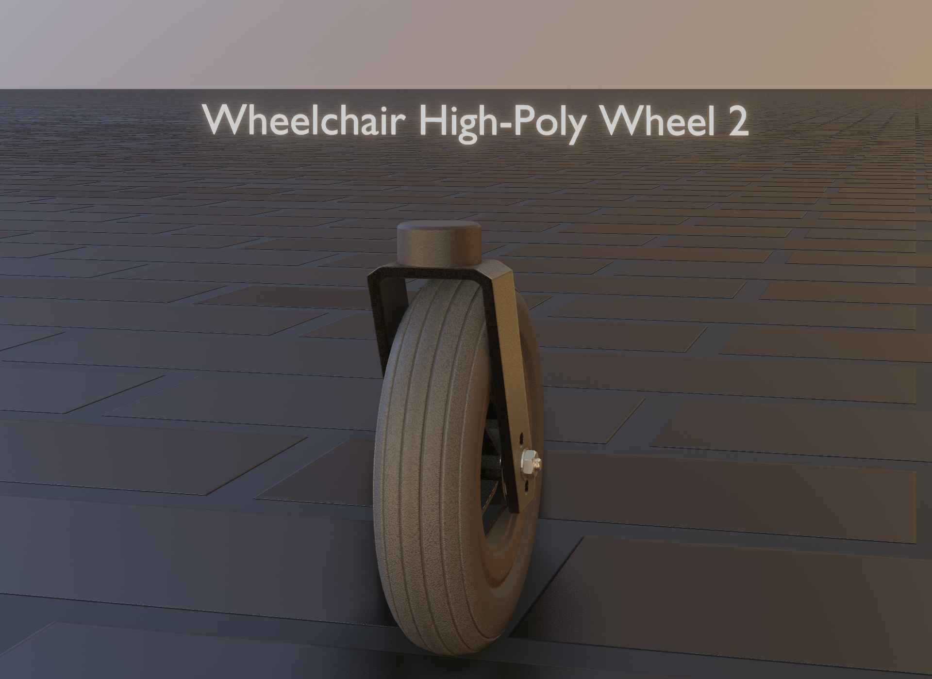Wheelchair small front wheel 2 with procedural PBR material 3D model_34