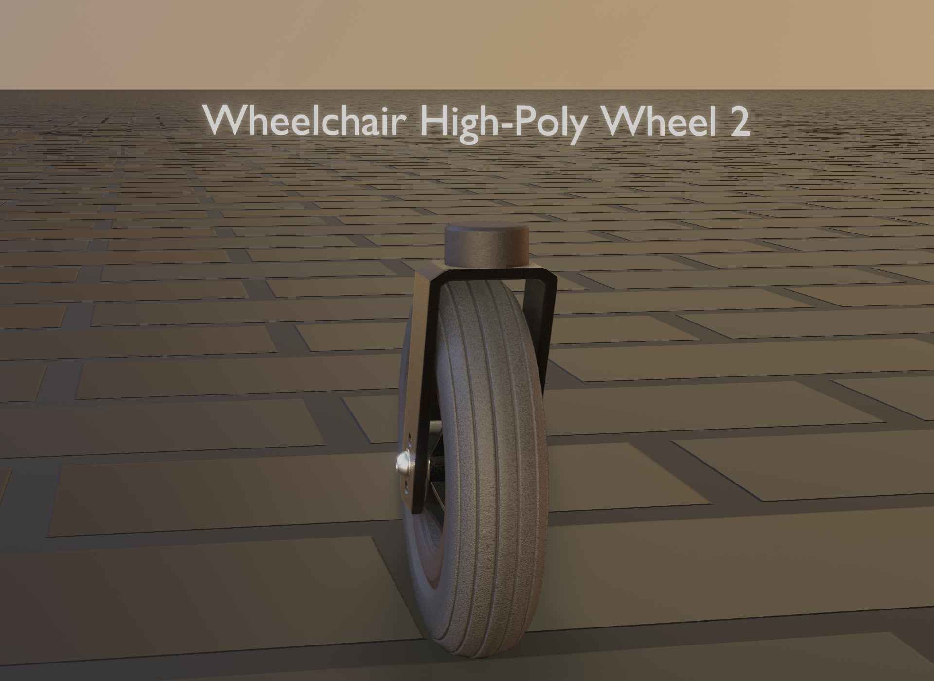 Wheelchair small front wheel 2 with procedural PBR material 3D model_31