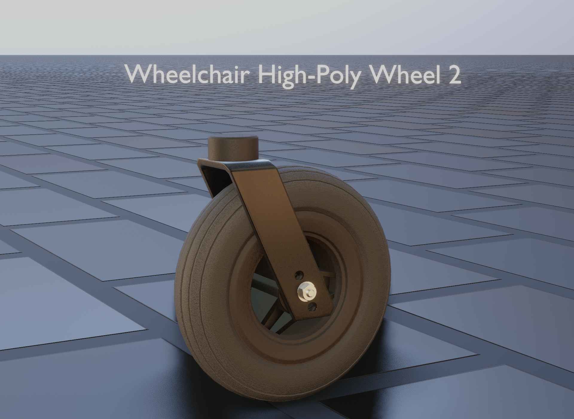 Wheelchair small front wheel 2 with procedural PBR material 3D model_46