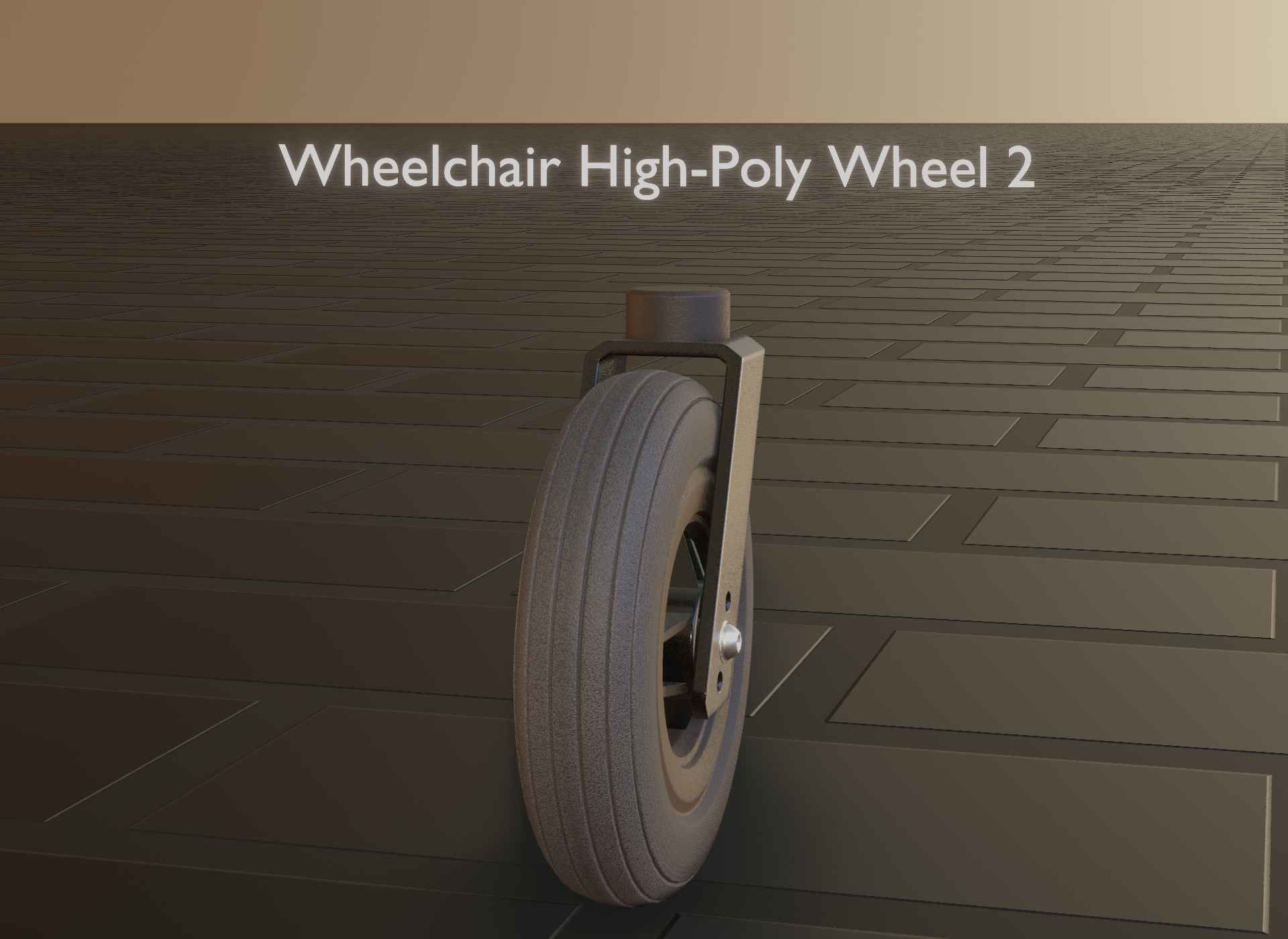 Wheelchair small front wheel 2 with procedural PBR material 3D model_93