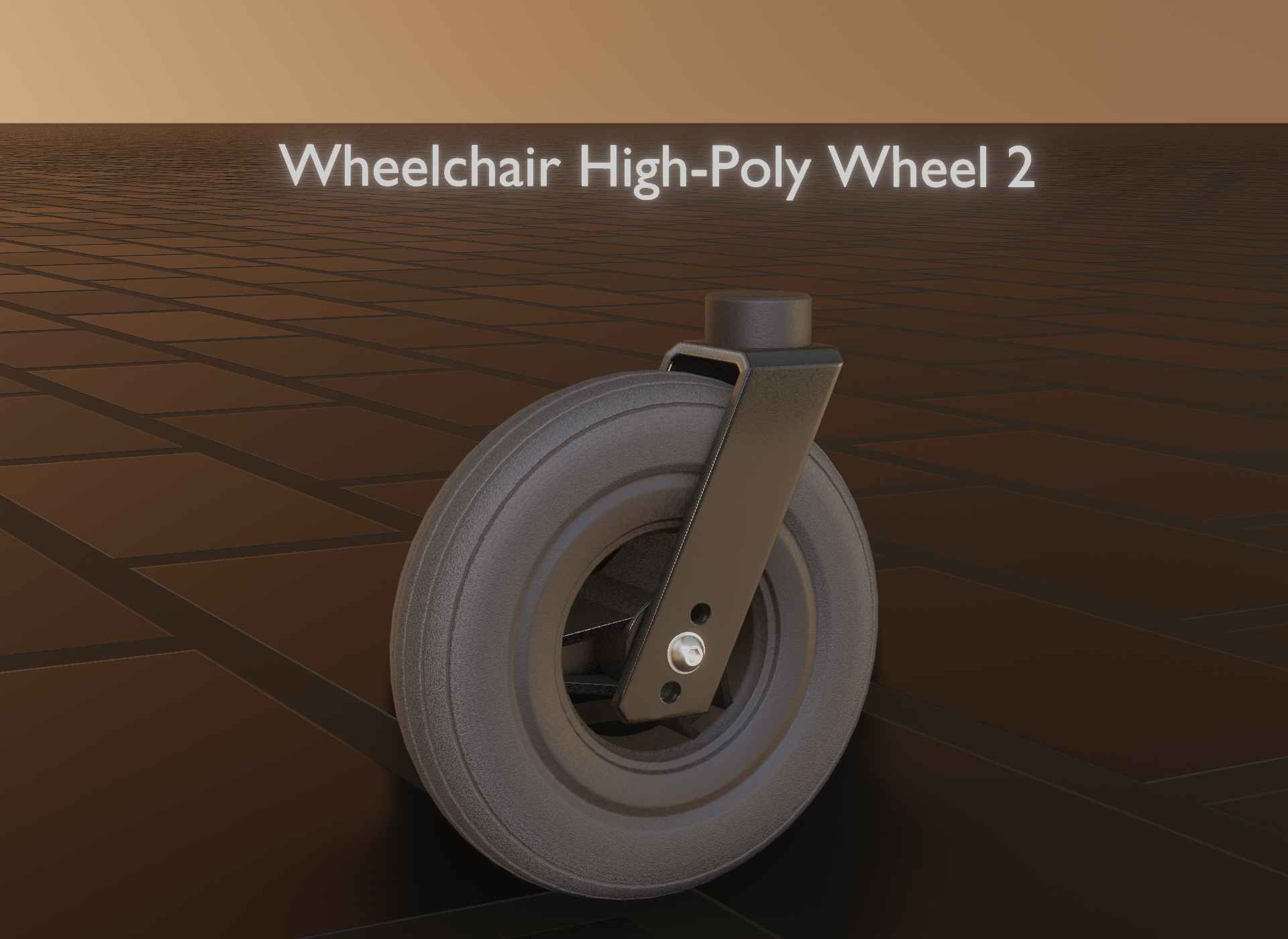 Wheelchair small front wheel 2 with procedural PBR material 3D model_119