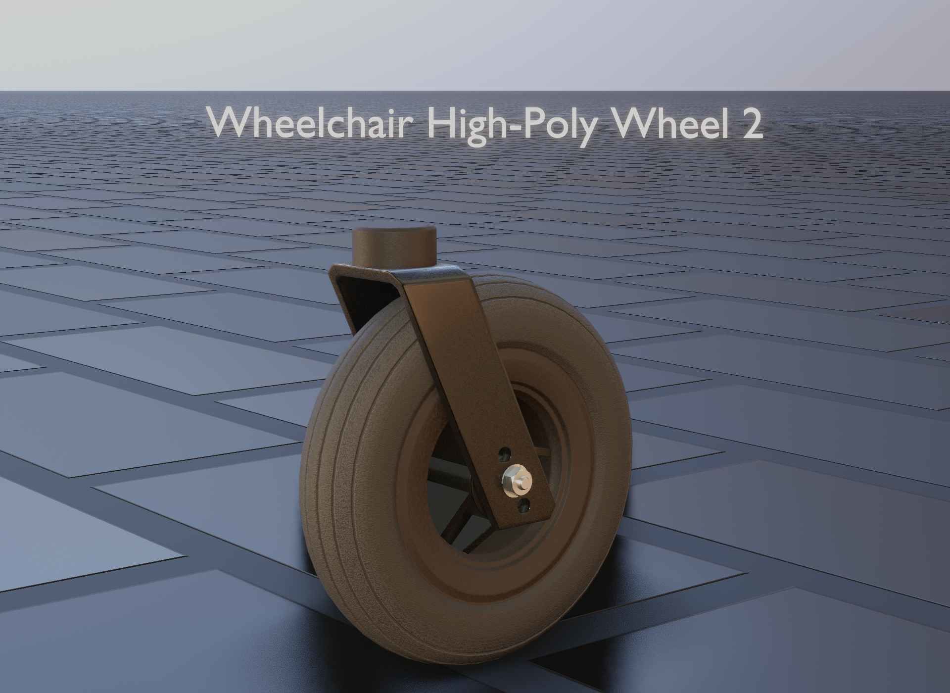 Wheelchair small front wheel 2 with procedural PBR material 3D model_9