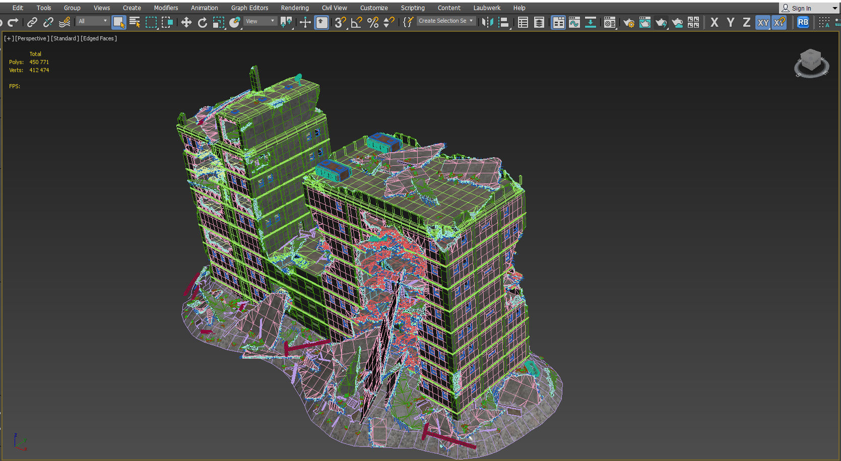 DESTROYED BUILDING 8 Low-poly 3D model_6