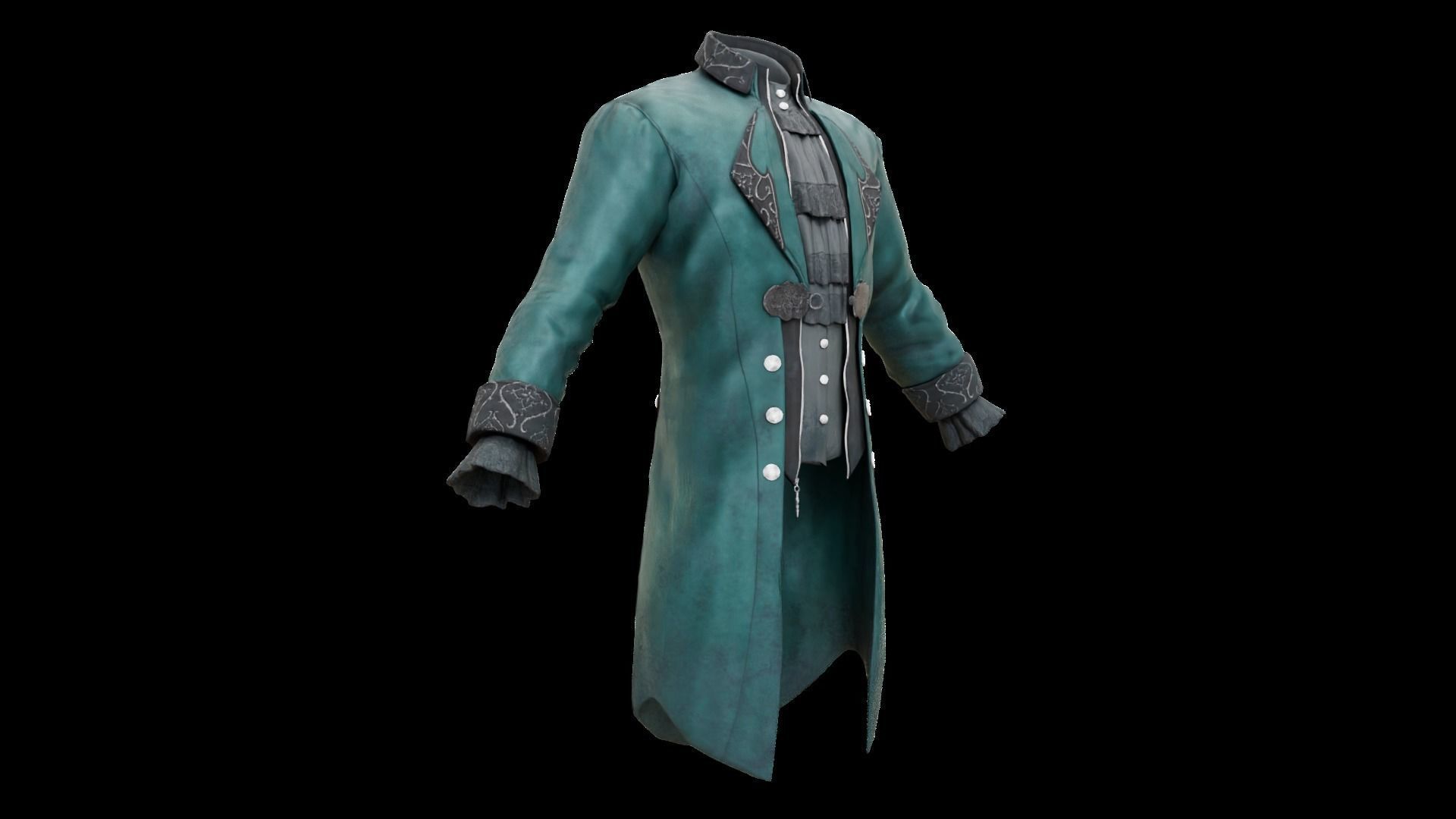 Victorian Vampire Cloth Low-poly 3D model_9