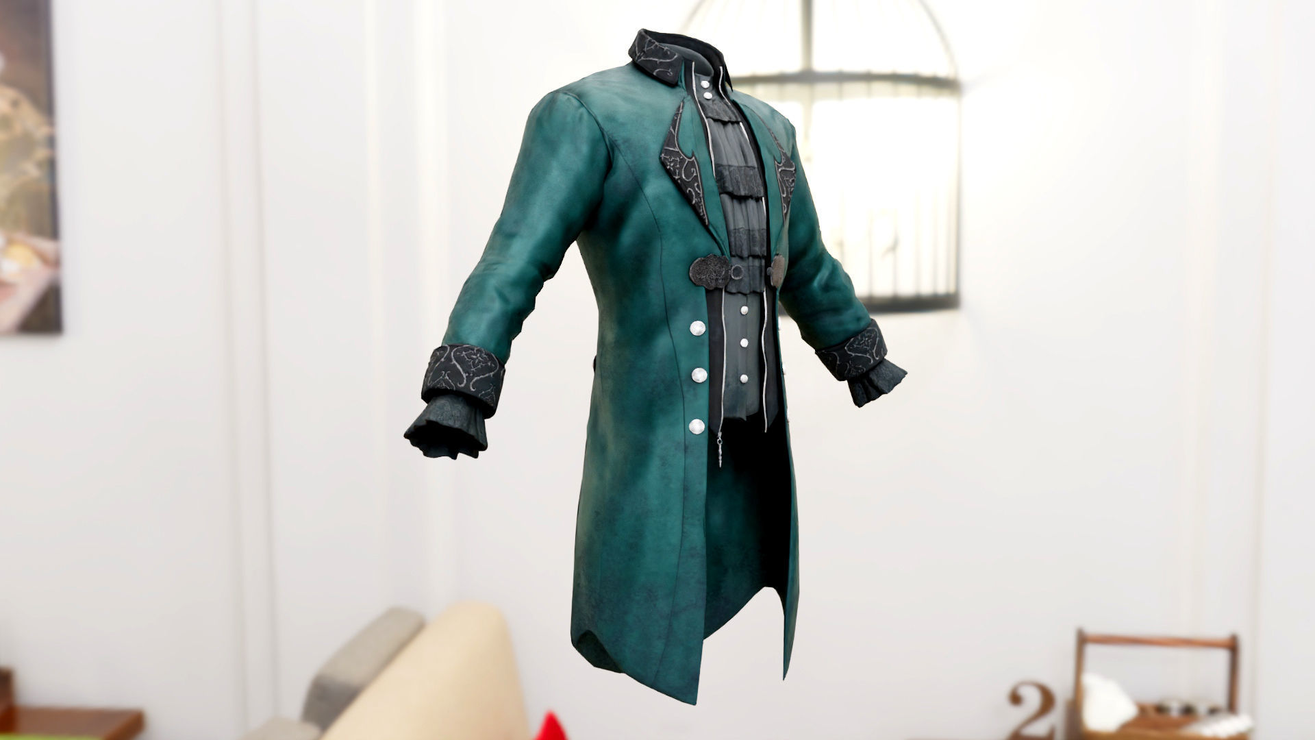 Victorian Vampire Cloth Low-poly 3D model_4