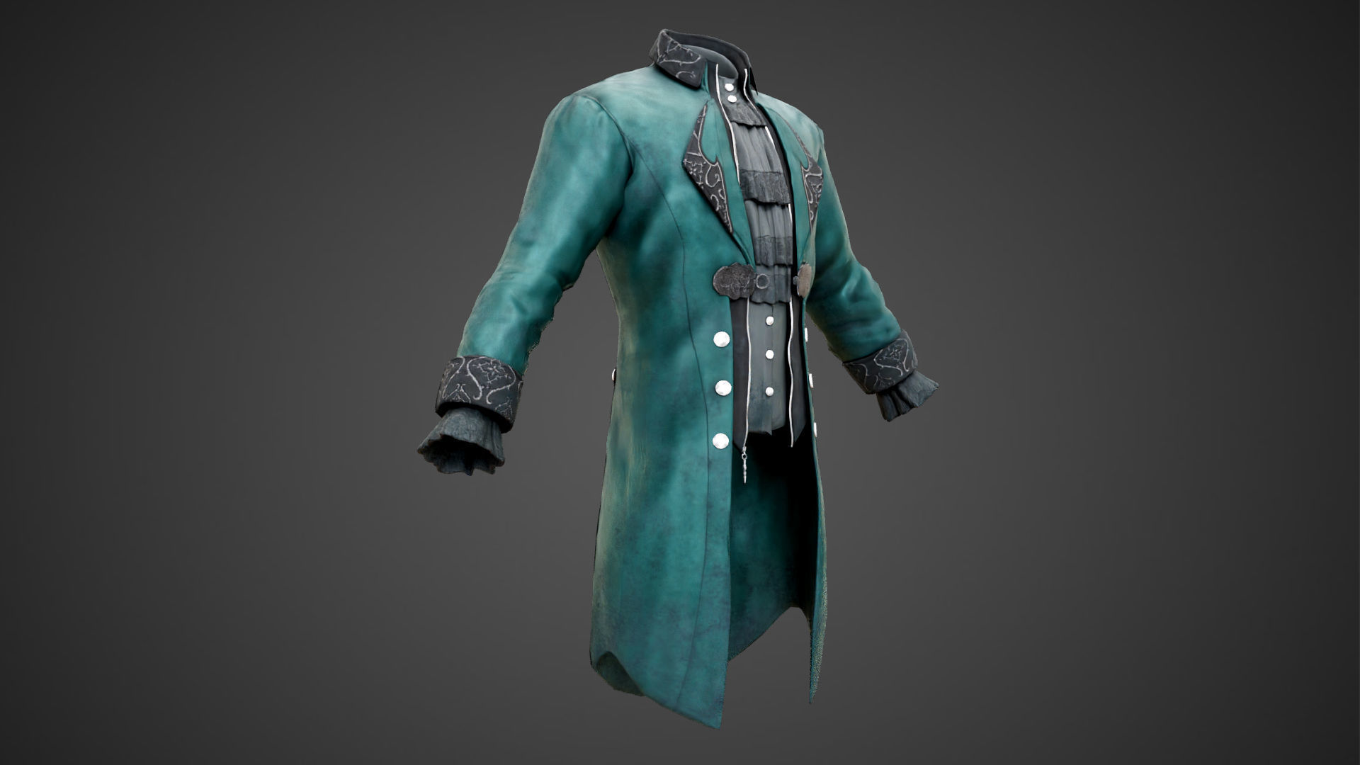 Victorian Vampire Cloth Low-poly 3D model_1