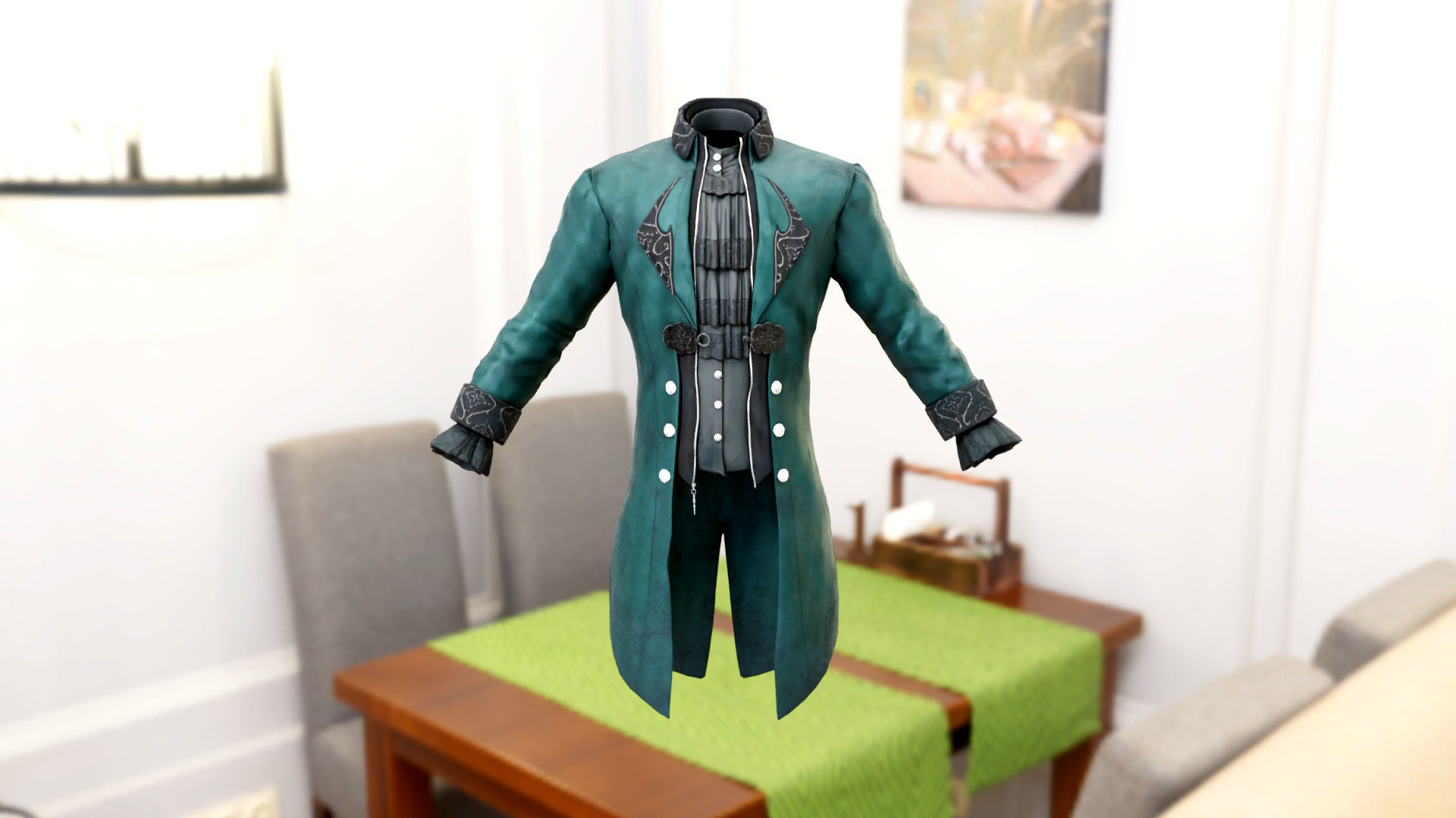 Victorian Vampire Cloth Low-poly 3D model_3