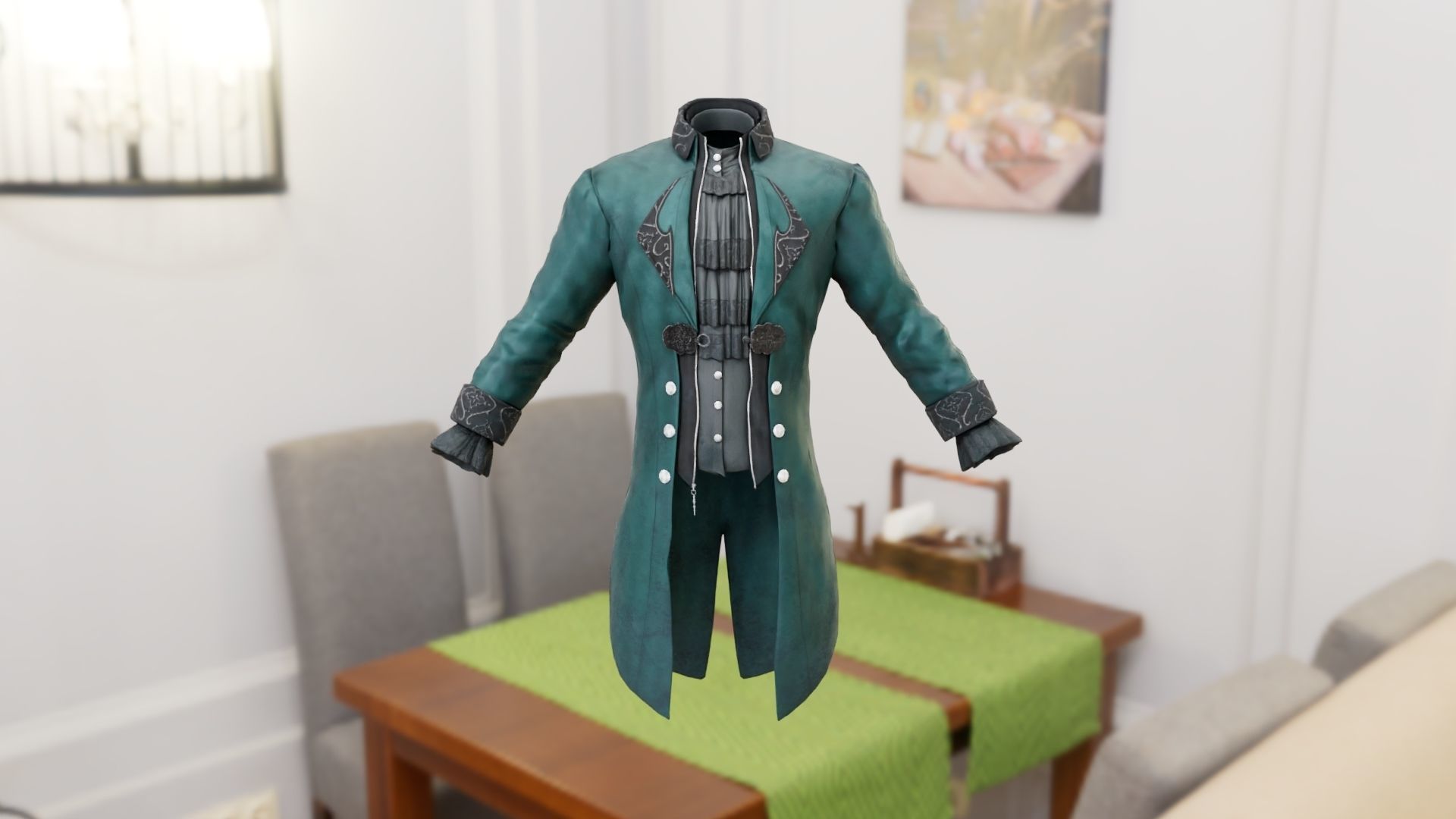 Victorian Vampire Cloth Low-poly 3D model_5