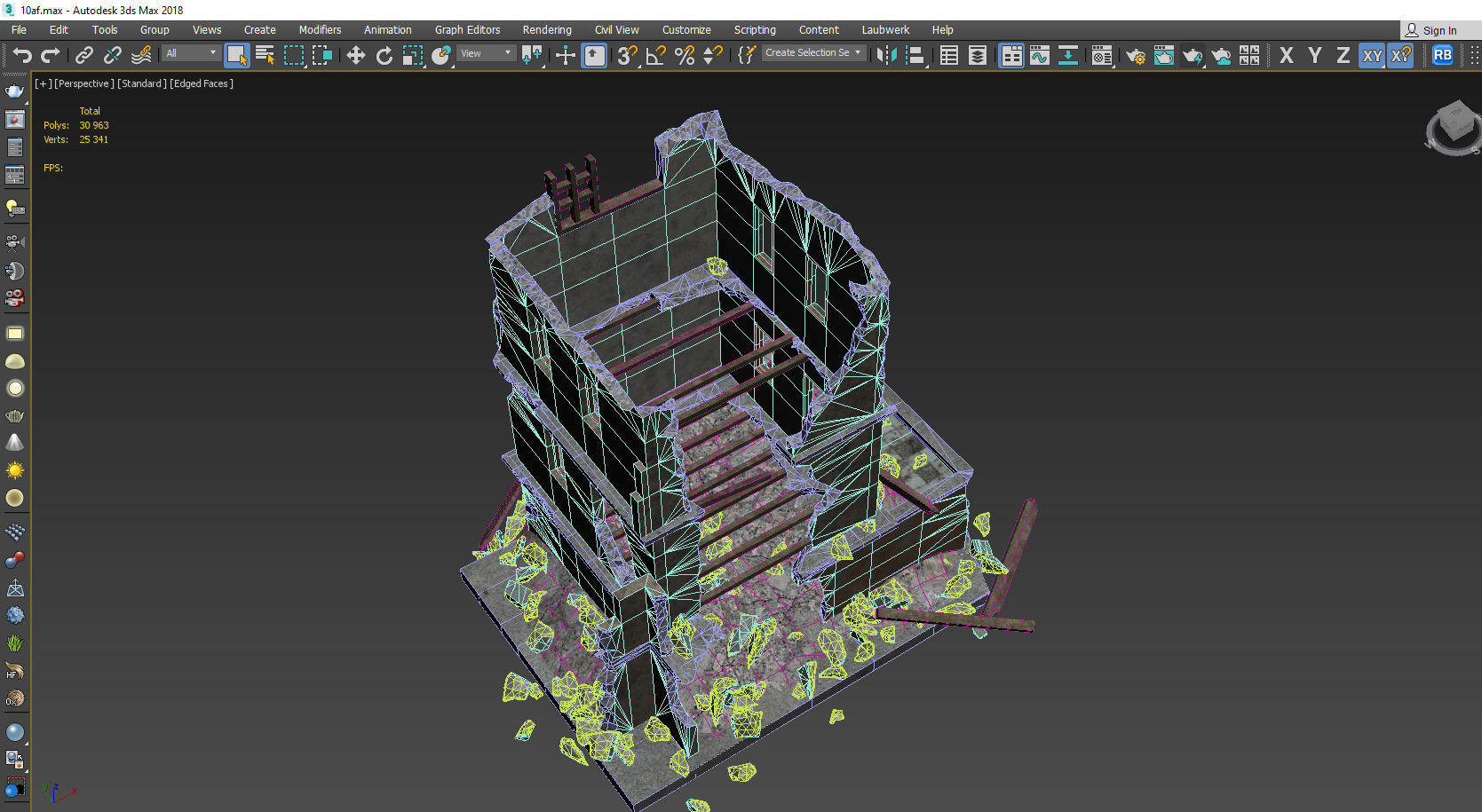 DESTROYED BUILDING 9 Low-poly 3D model_6