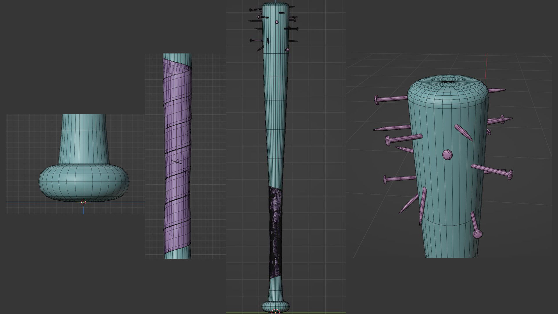 Nailed Baseball Bat 3D model_6