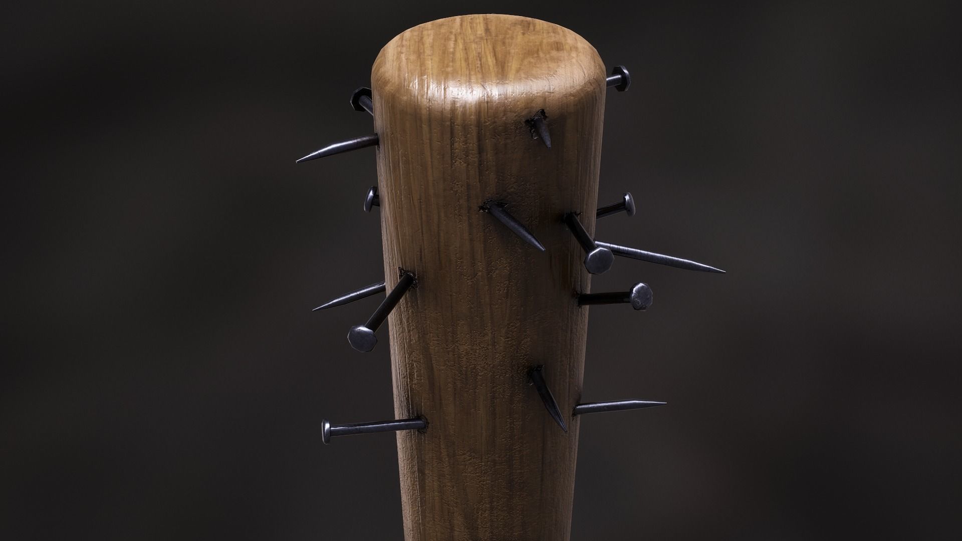 Nailed Baseball Bat 3D model_2