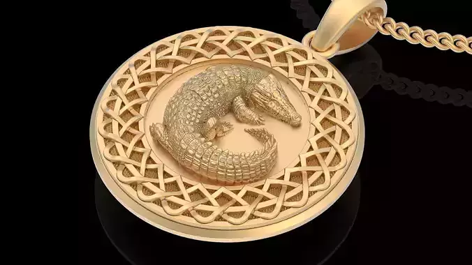 Crocodile pendant gold sterling jewelry printable