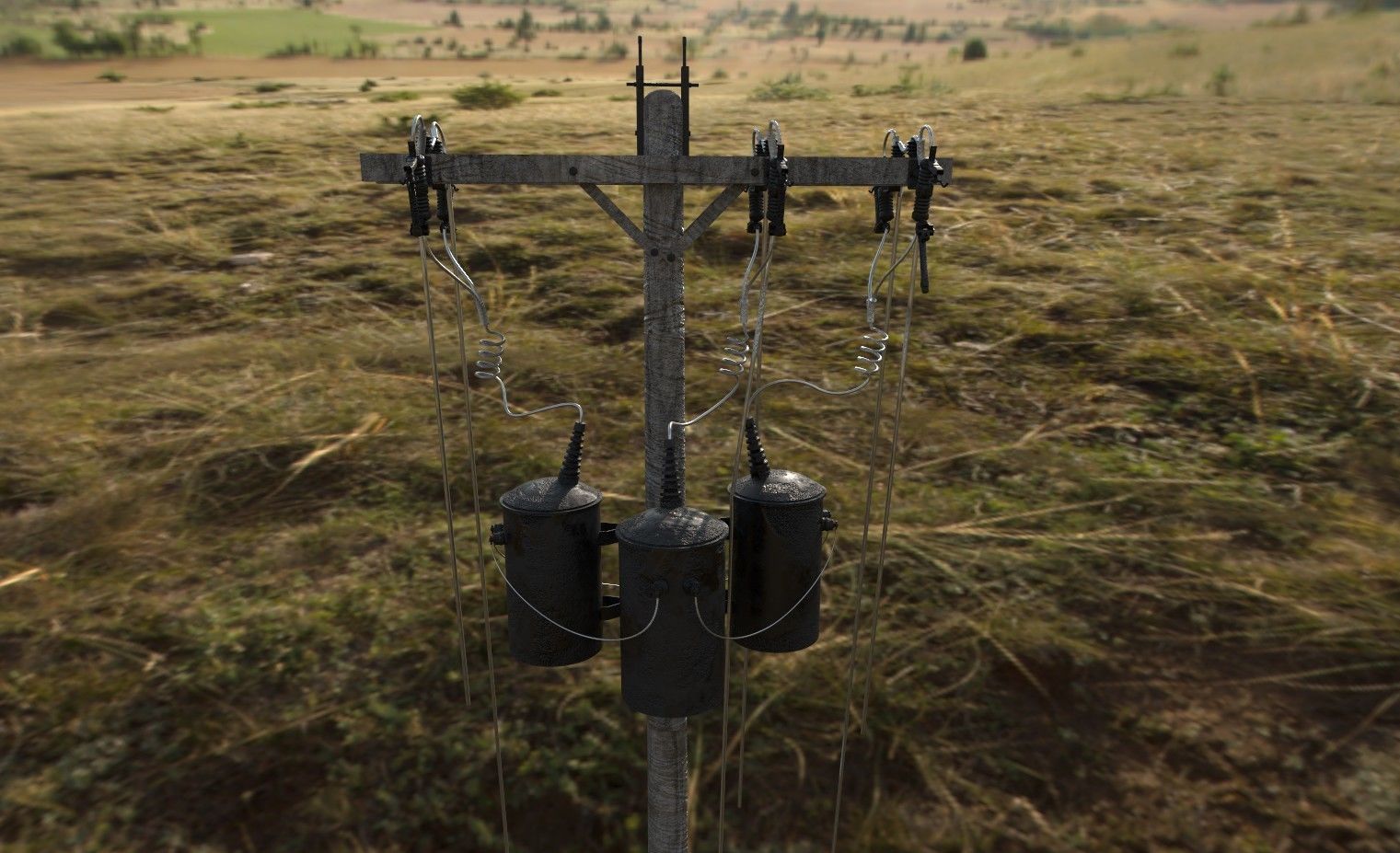 Old Electric Pole  3D model_3