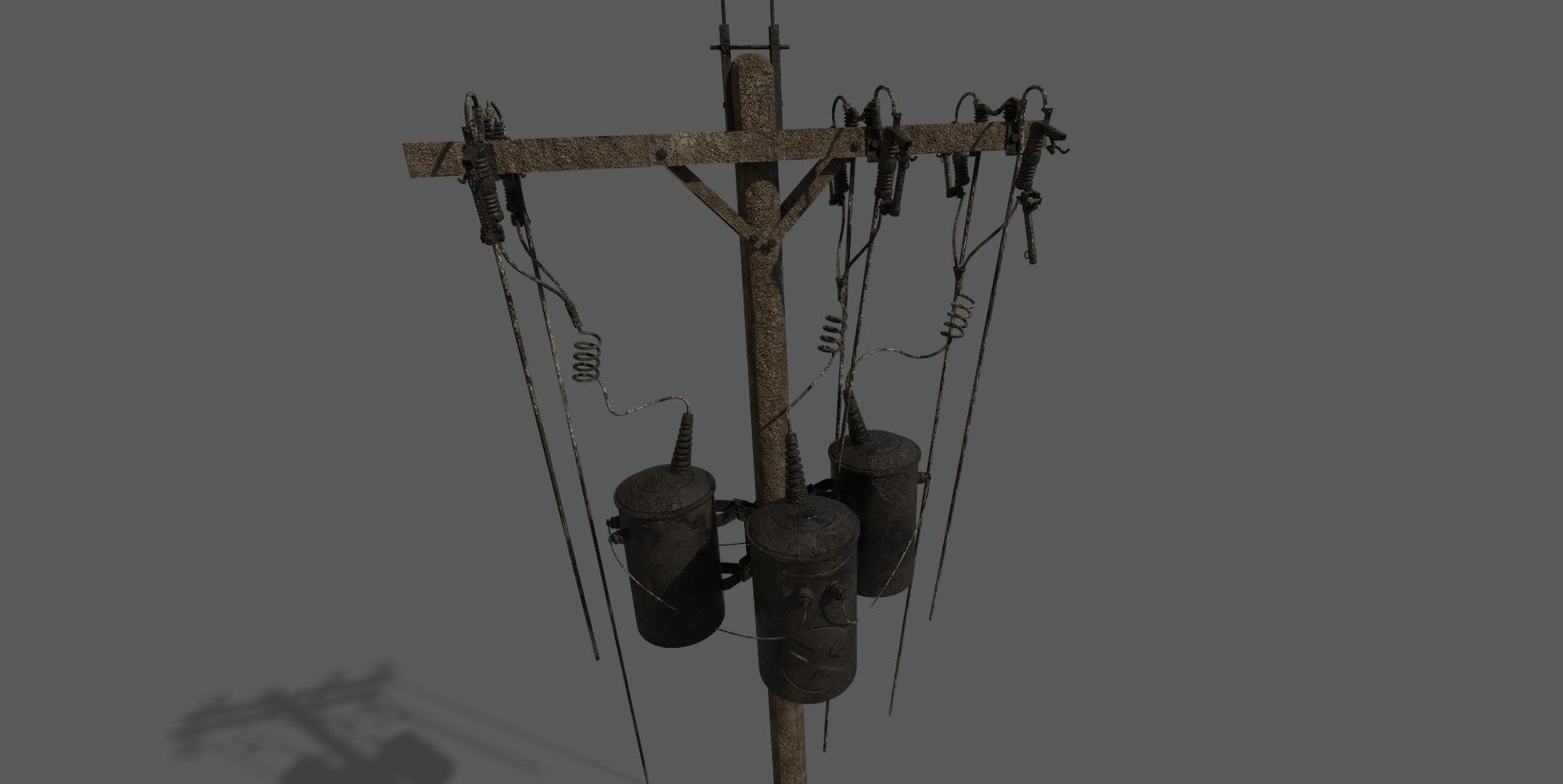 Old Electric Pole  3D model_5