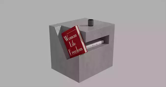 Cubic Minimal concrete side table 3D model