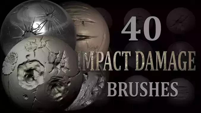 40 Impact Damages Brush and Alphas Texture
