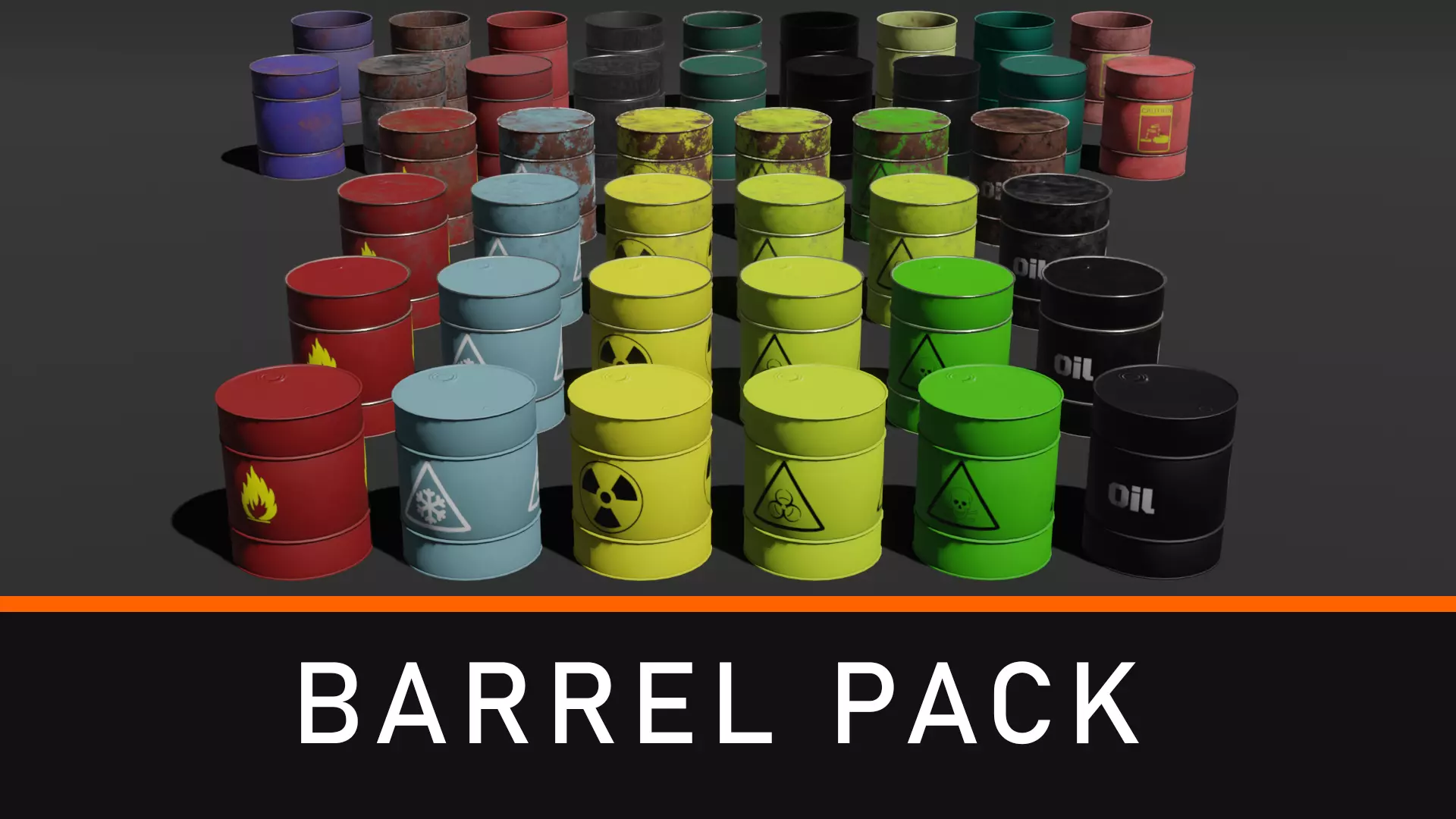 Realistic Metal Barrel Pack Free low-poly 3D model