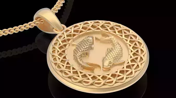 Fish pendant gold sterling jewelry printable