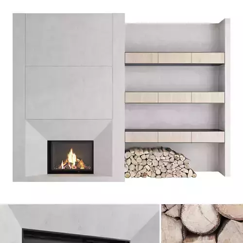 Decorative wall with fireplace set 29
