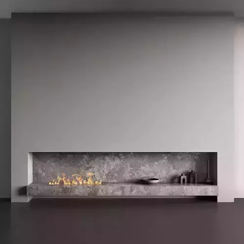 Wall With Biofireplace - Grey color  3D model