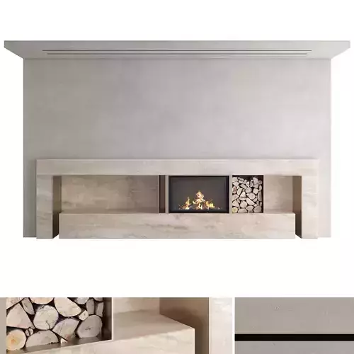 Decorative wall with fireplace set 30 3D model