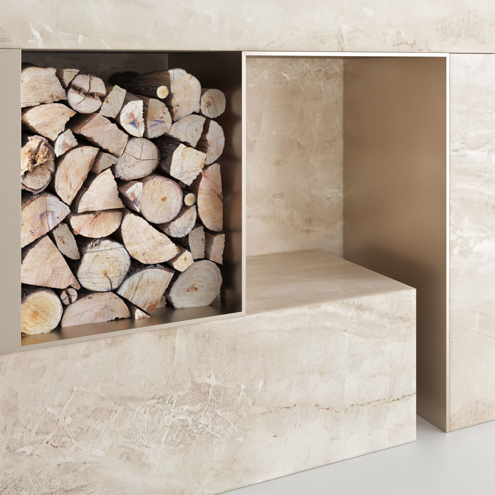 Decorative wall with fireplace set 30 3D model_2