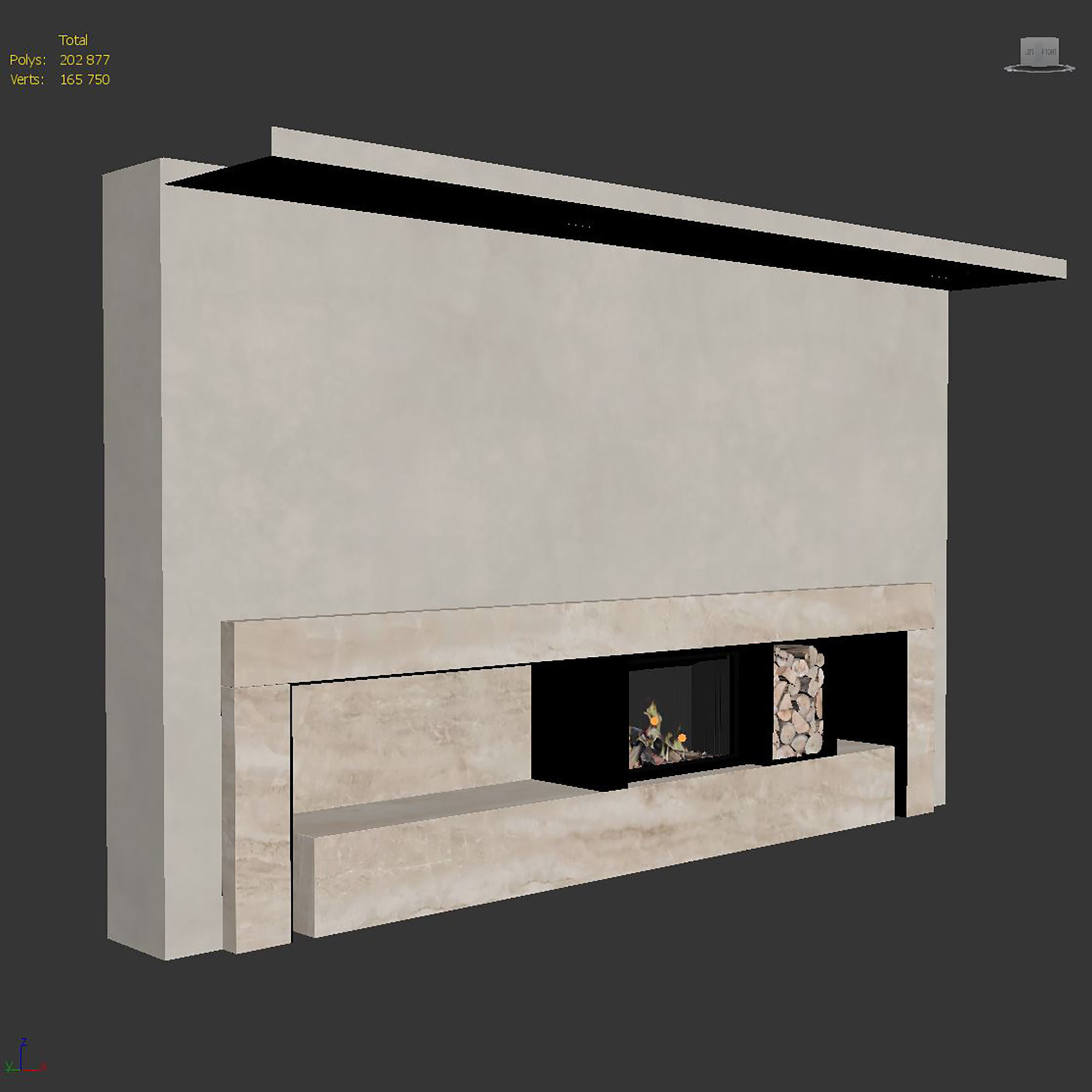Decorative wall with fireplace set 30 3D model_6