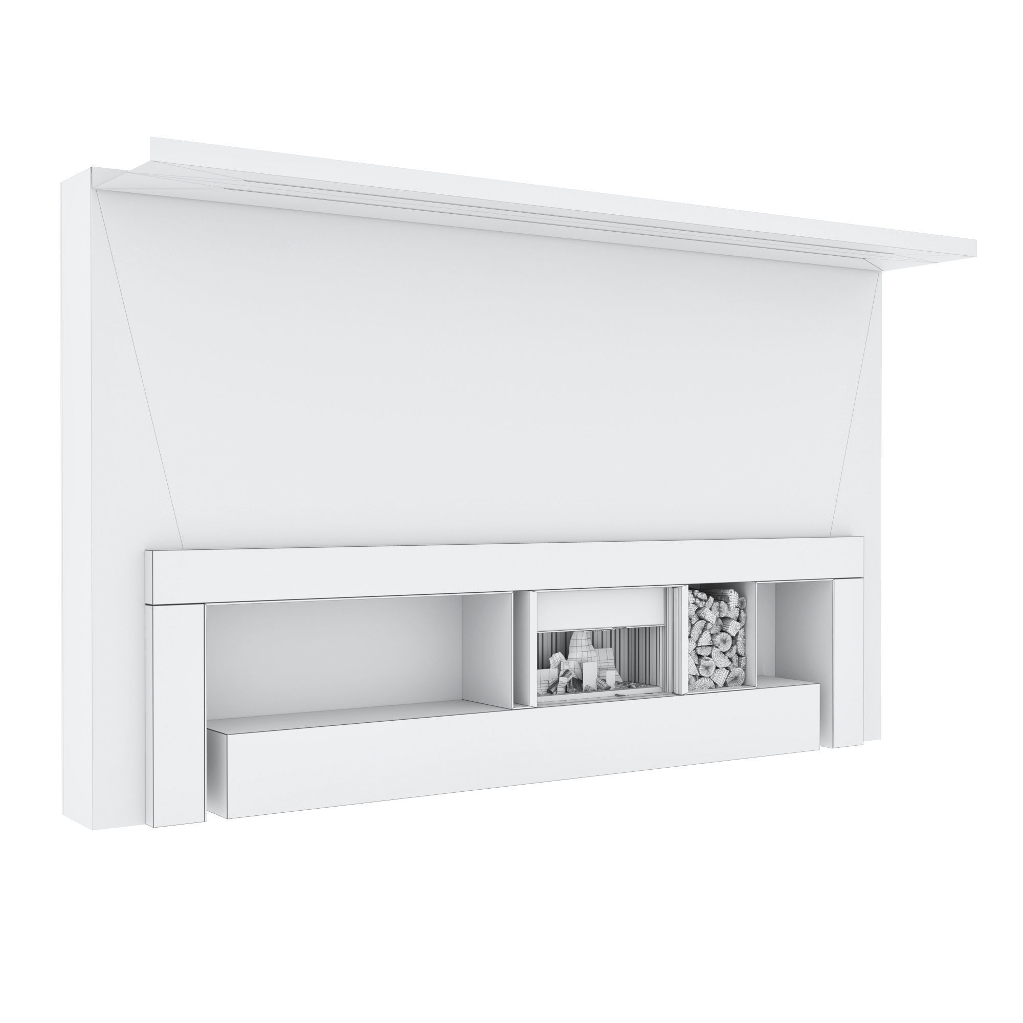 Decorative wall with fireplace set 30 3D model_5