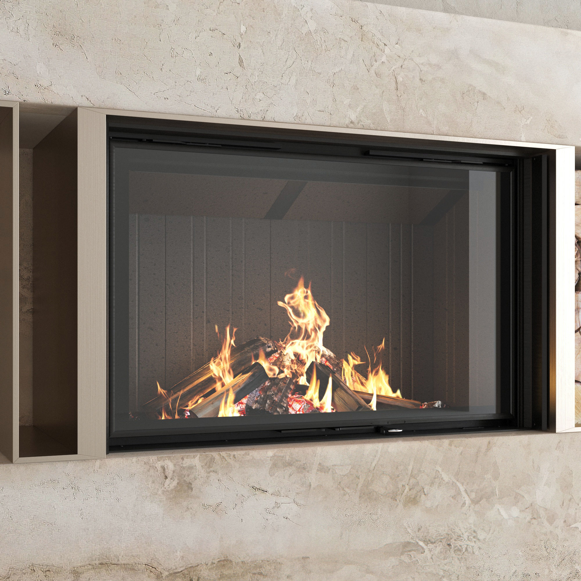Decorative wall with fireplace set 30 3D model_4