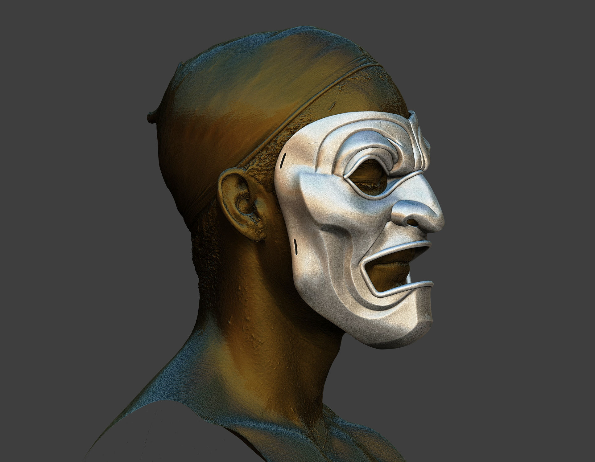 Immortal hero mask Mempo Samurai 3D print model_6