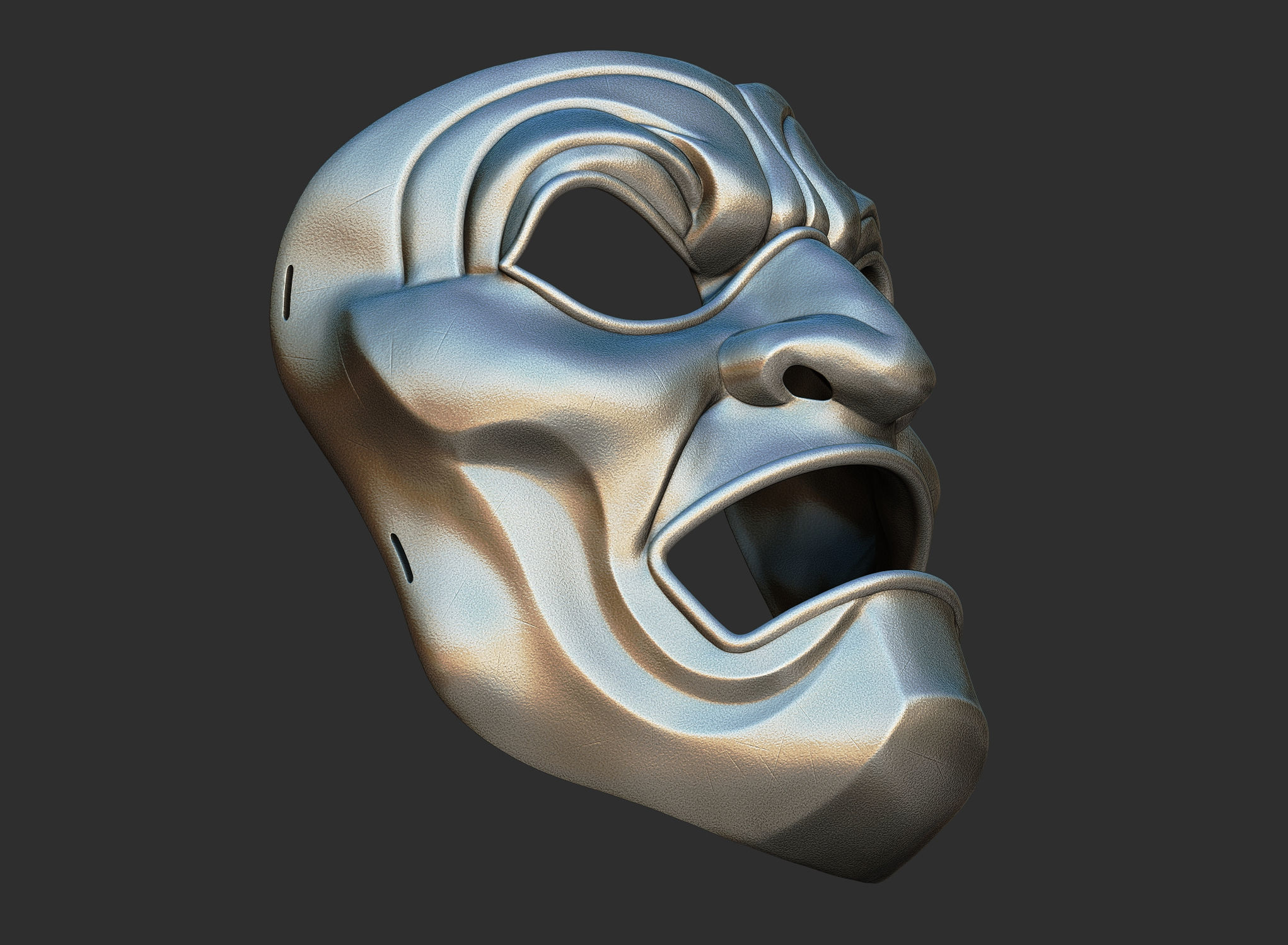 Immortal hero mask Mempo Samurai 3D print model_9