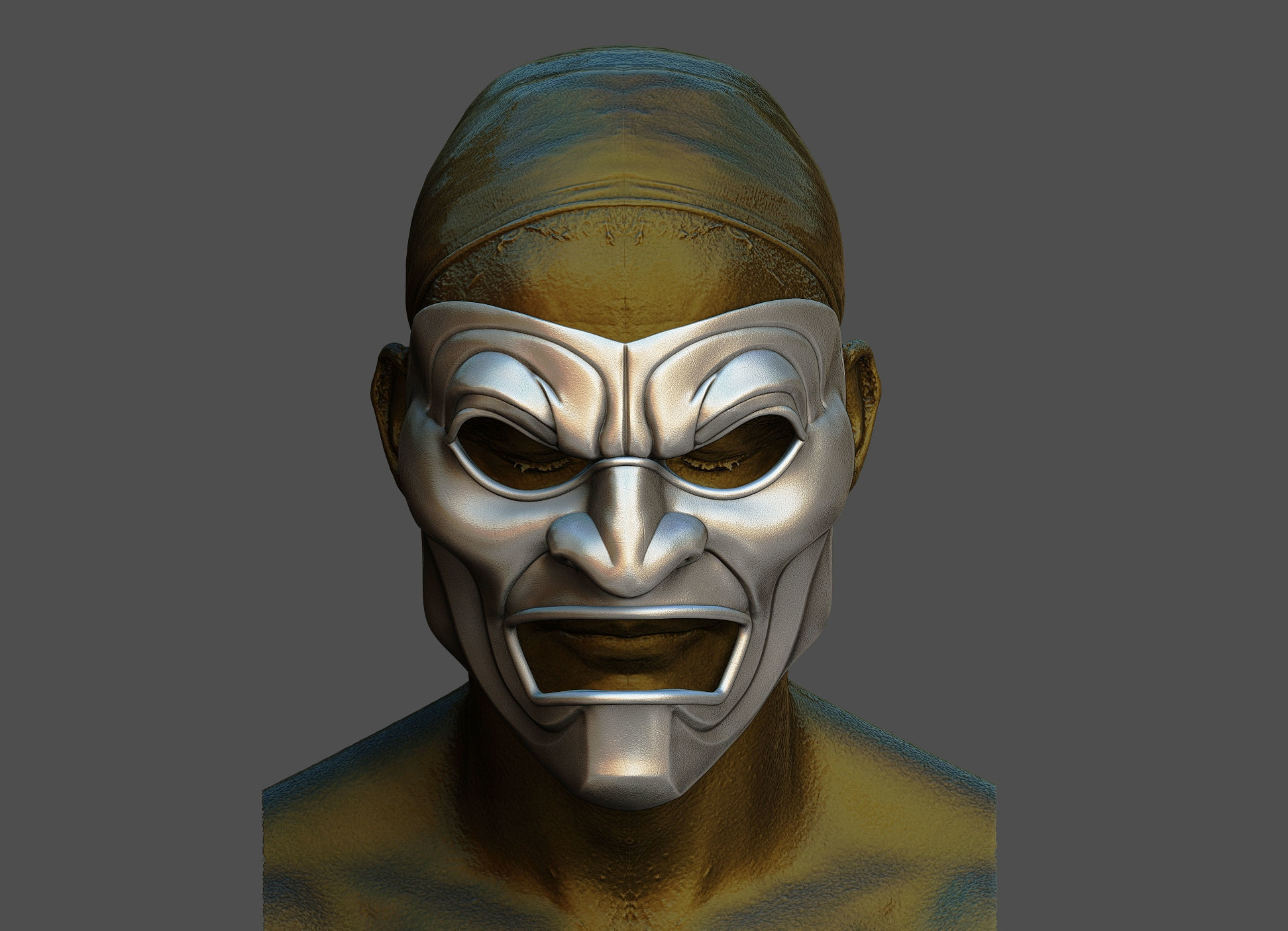 Immortal hero mask Mempo Samurai 3D print model_7