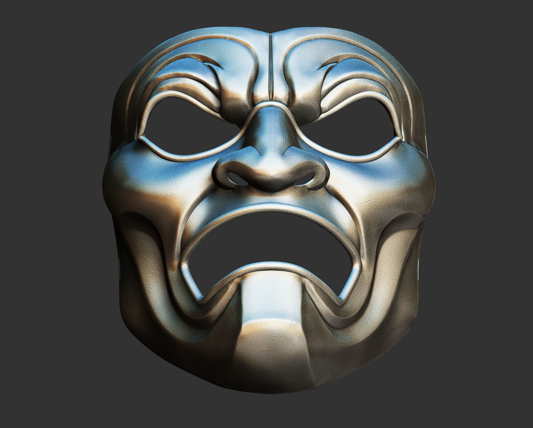 Immortal hero mask Mempo Samurai 3D print model_3